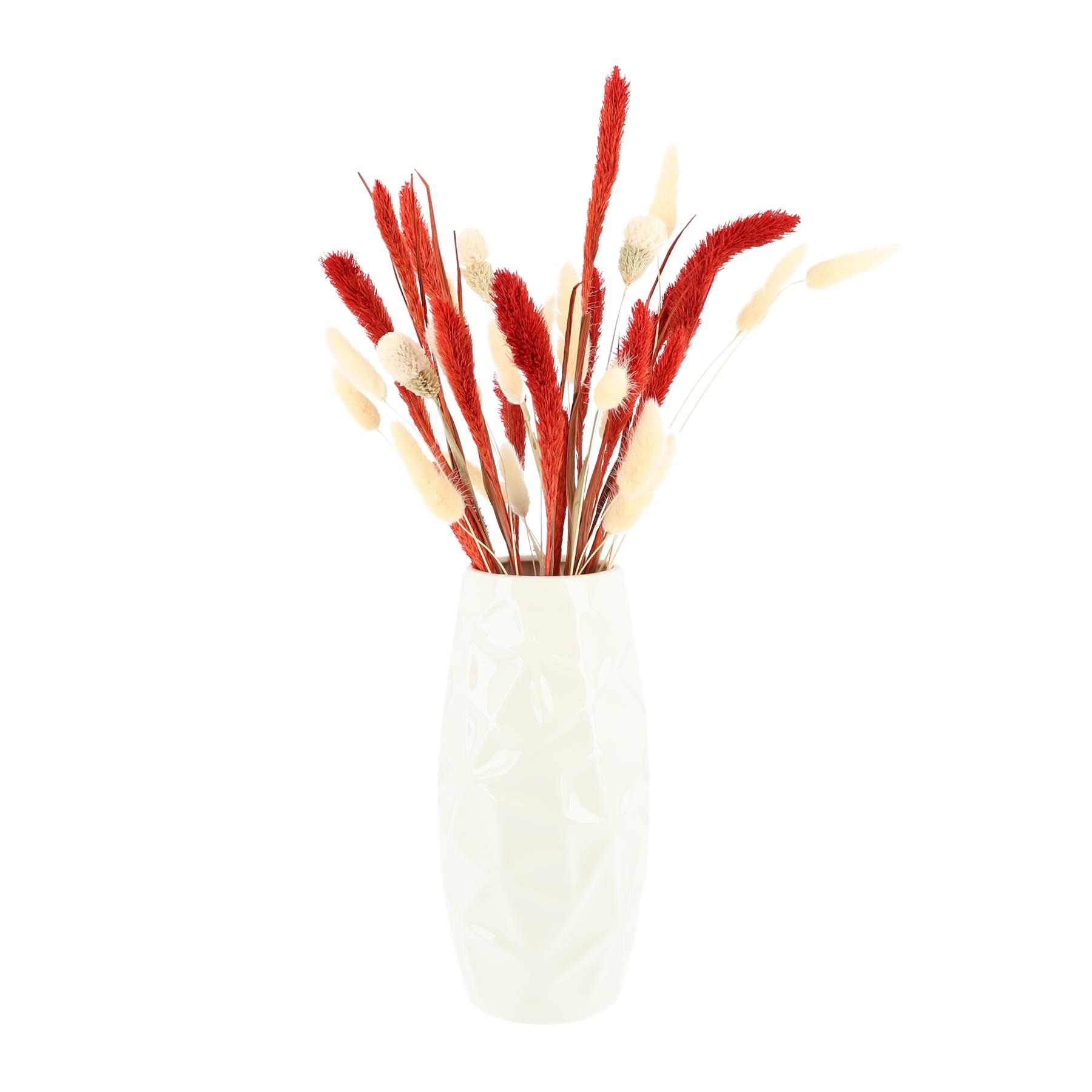 QUVIO Vaas met patroon - Keramiek -  21,5 x 9,5 cm - Wit