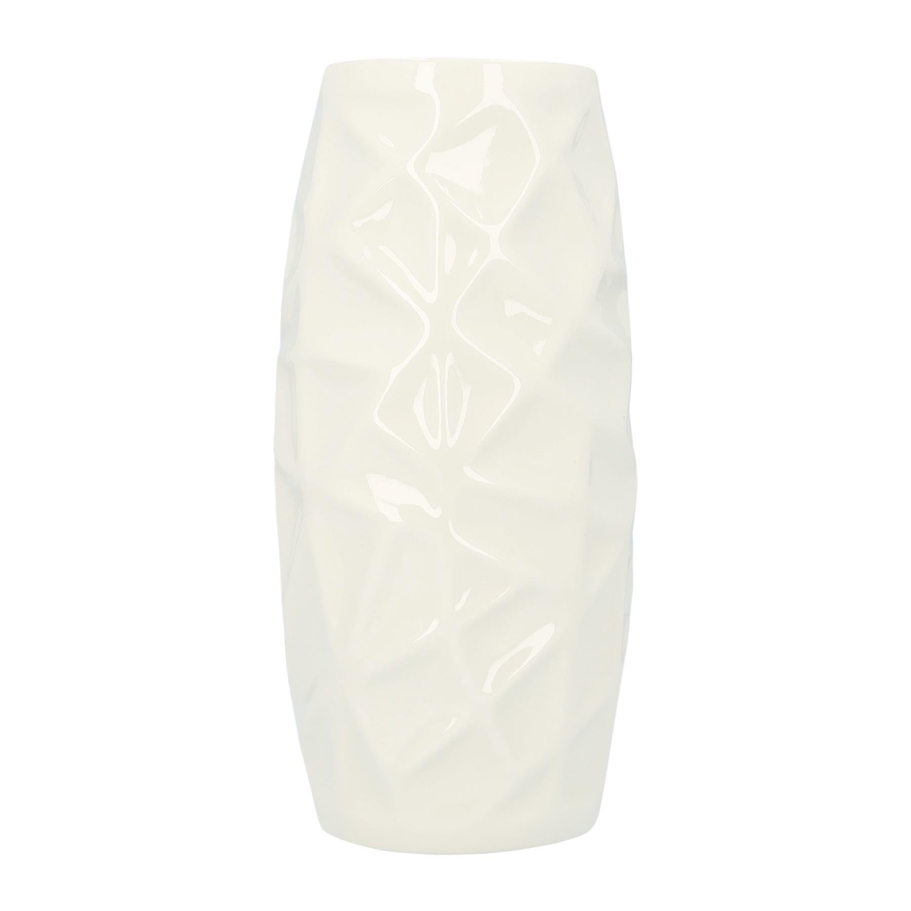QUVIO Vaas met patroon - Keramiek -  21,5 x 9,5 cm - Wit