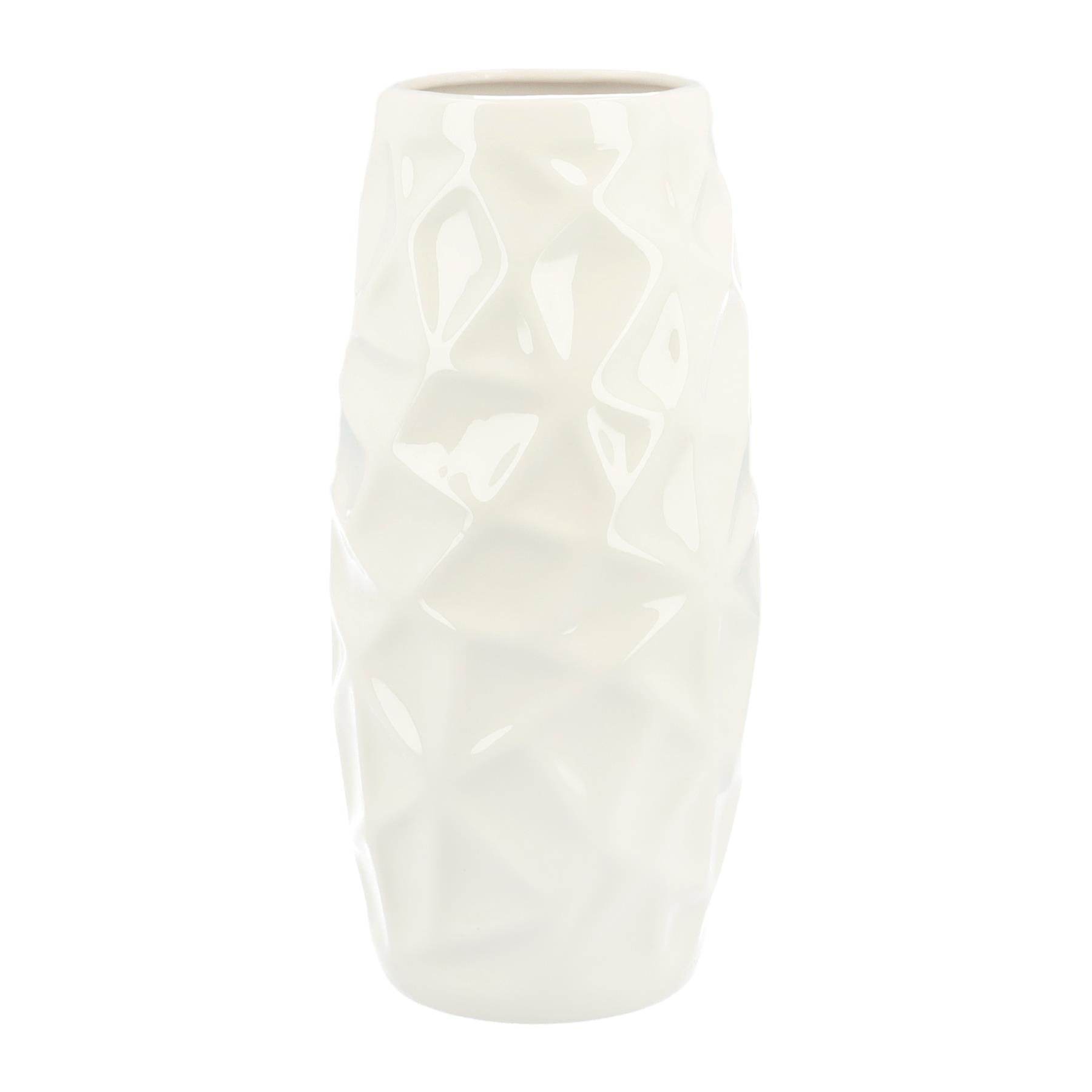QUVIO Vaas met patroon - Keramiek -  21,5 x 9,5 cm - Wit