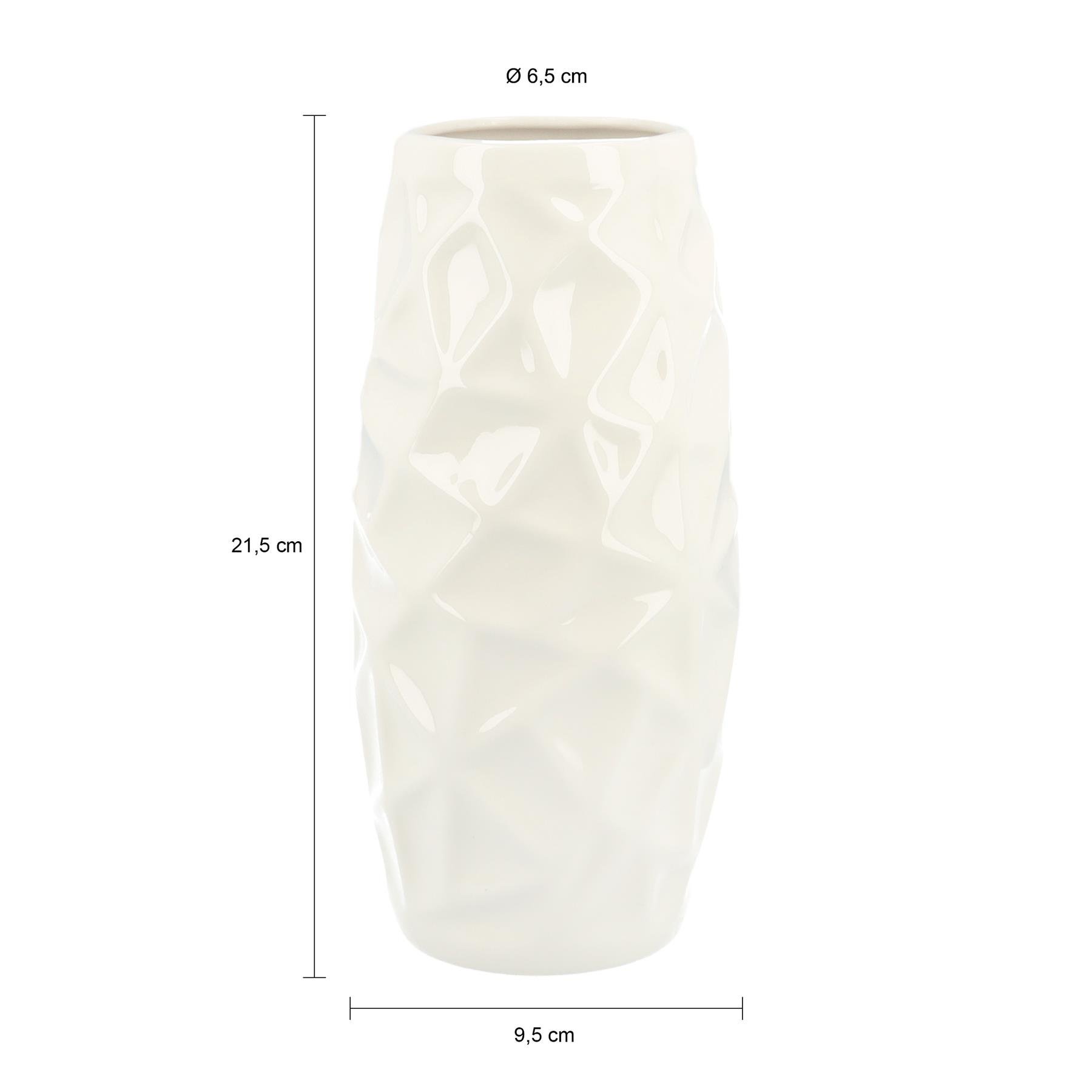QUVIO Vaas met patroon - Keramiek -  21,5 x 9,5 cm - Wit