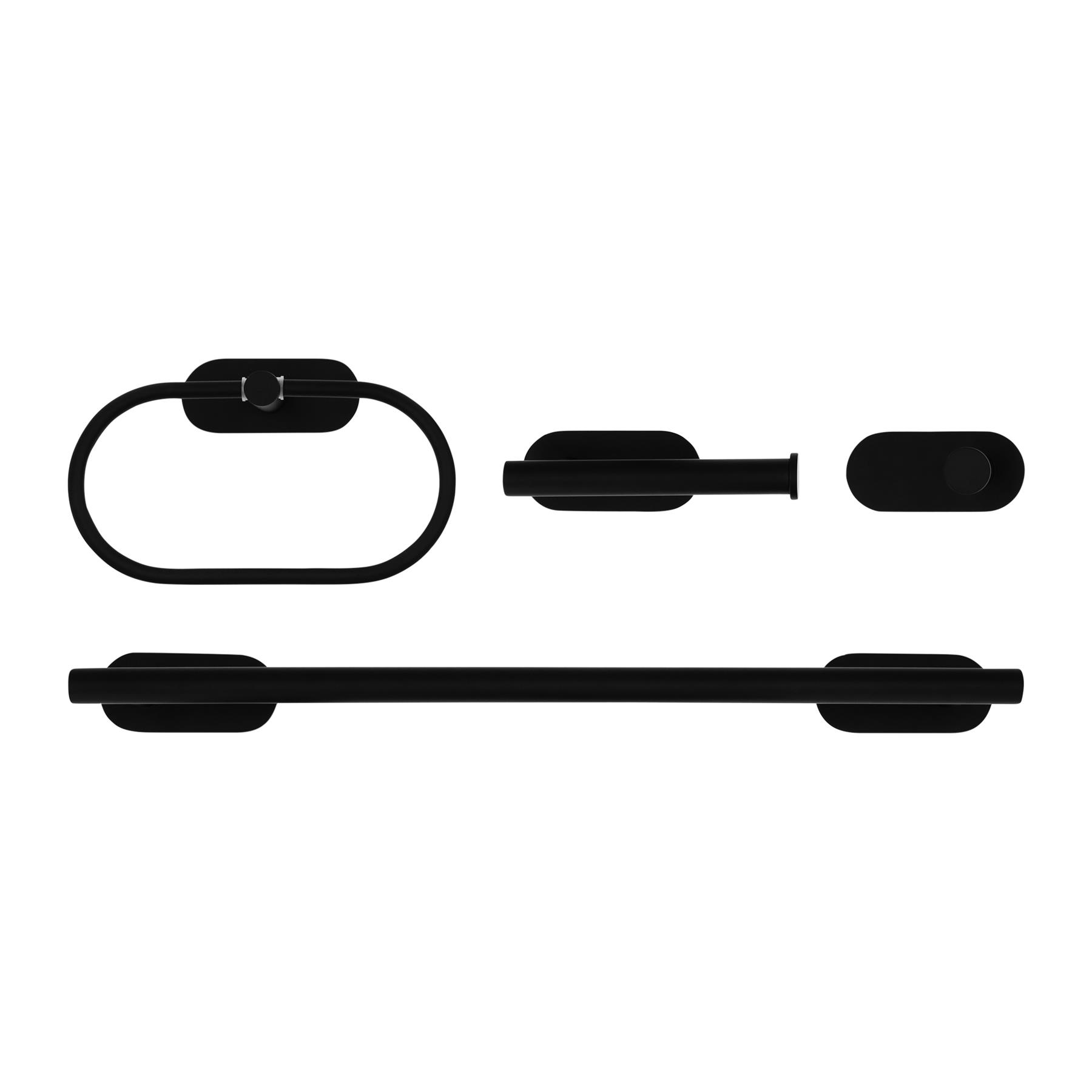 QUVIO Badkamer accessoires set - 4 delig - RVS - Zwart
