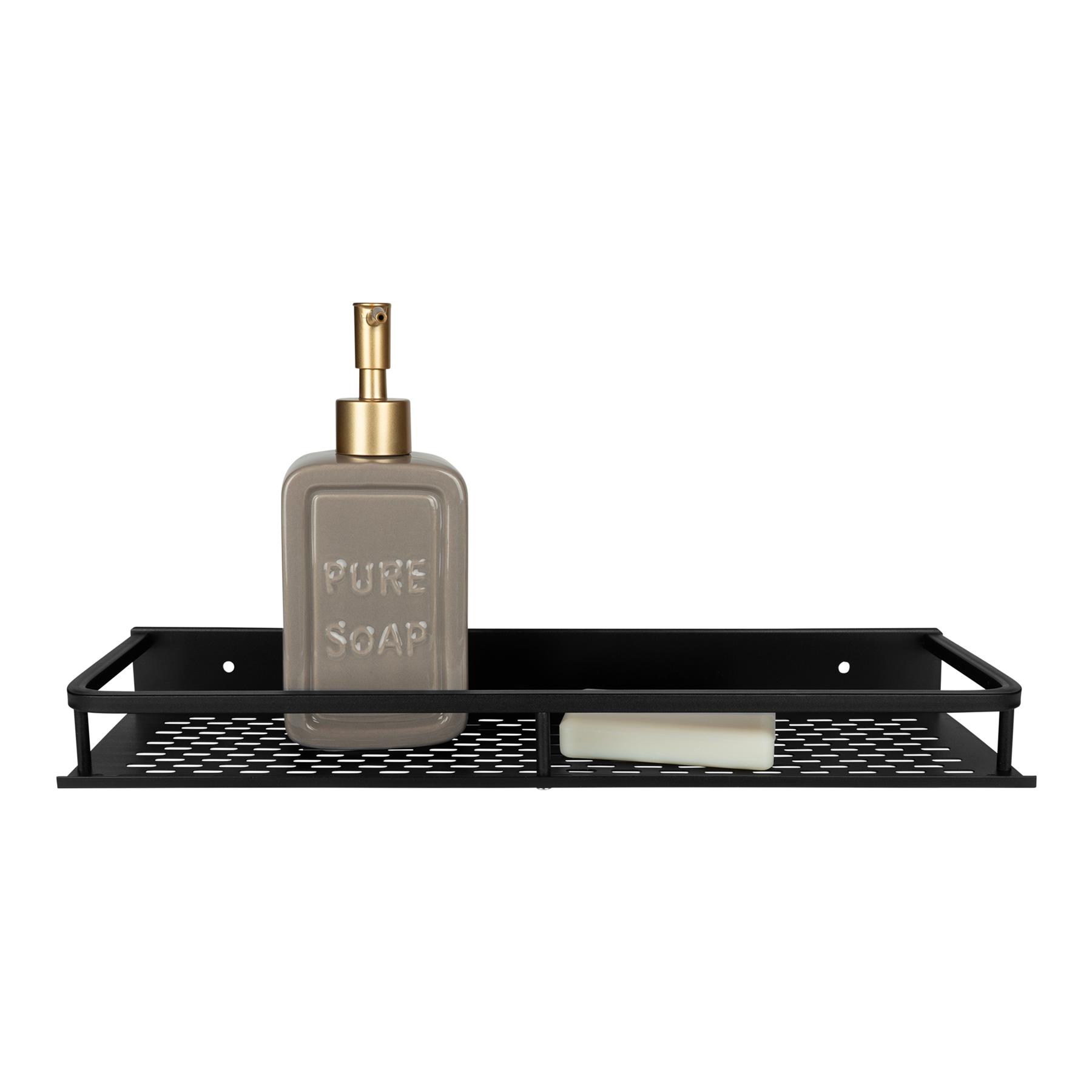 QUVIO Badkamer plankje Aluminium - Zwart - 40 cm - set van 3