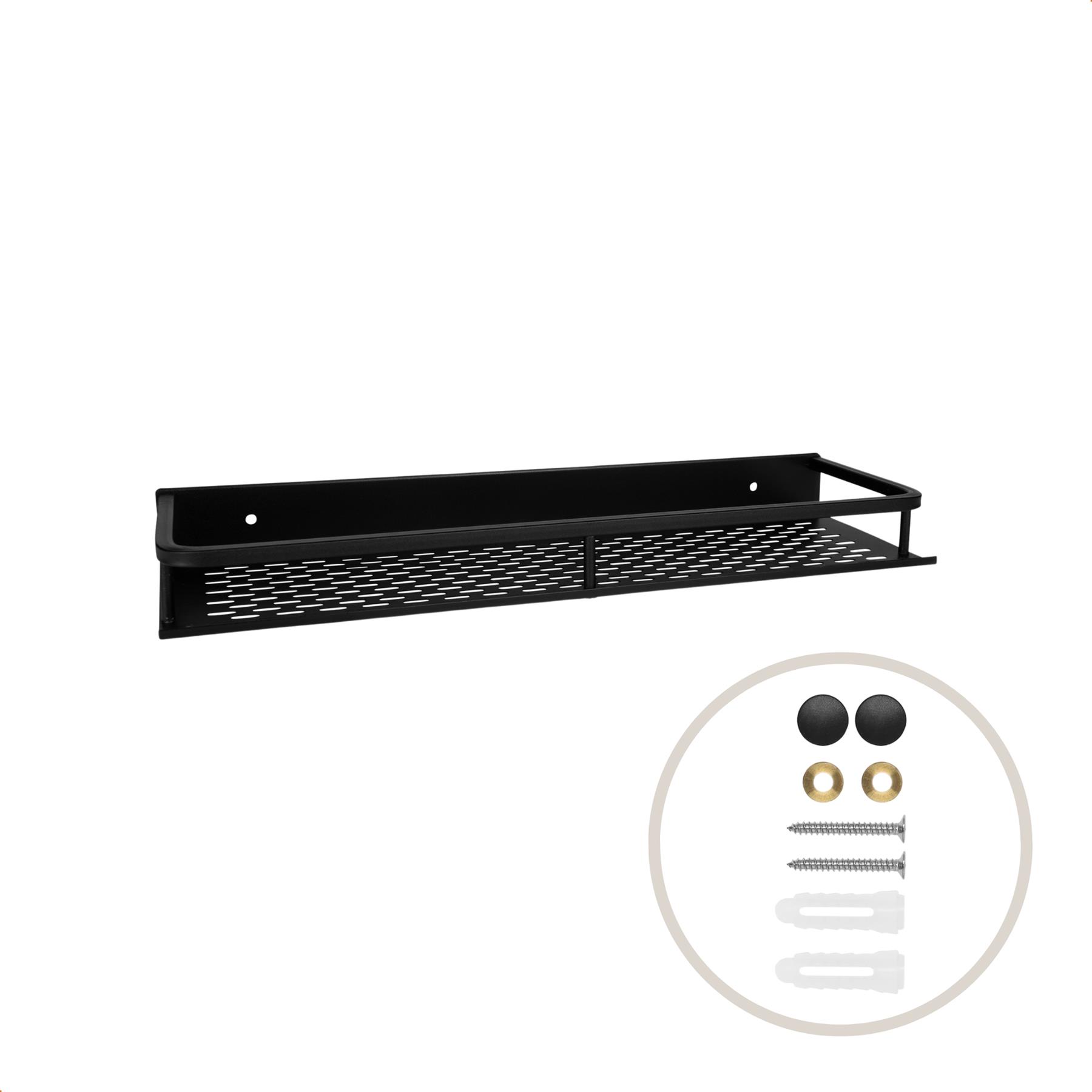 QUVIO Badkamer plankje Aluminium - Zwart - 40 cm - set van 3