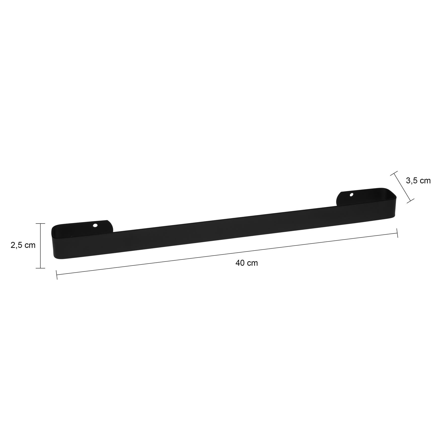 QUVIO Handdoekhouder hoekige smalle stang - Zwart - 40 cm