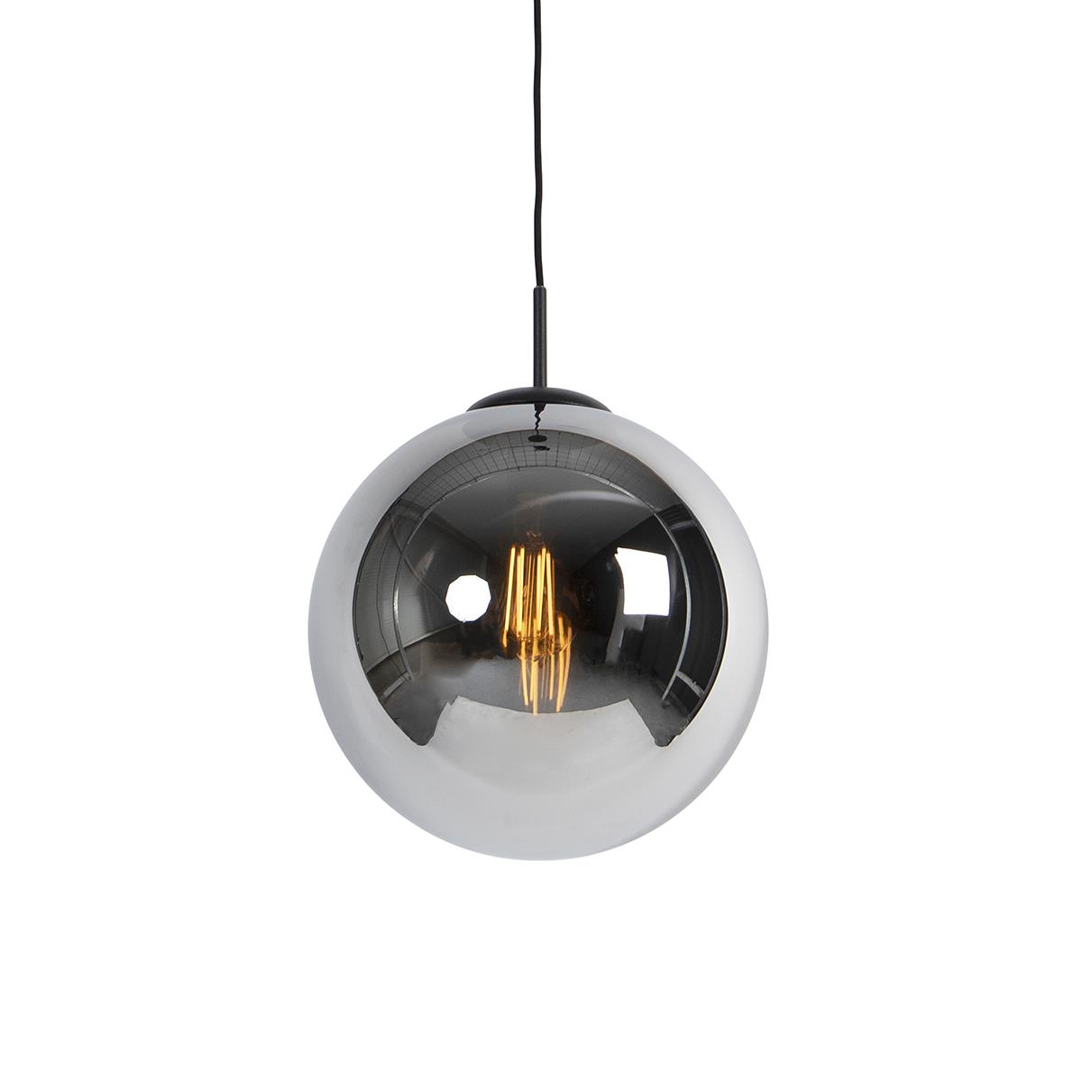 QAZQA Smart hanglamp zwart met smoke glas 30 cm incl. Wifi ST64 -