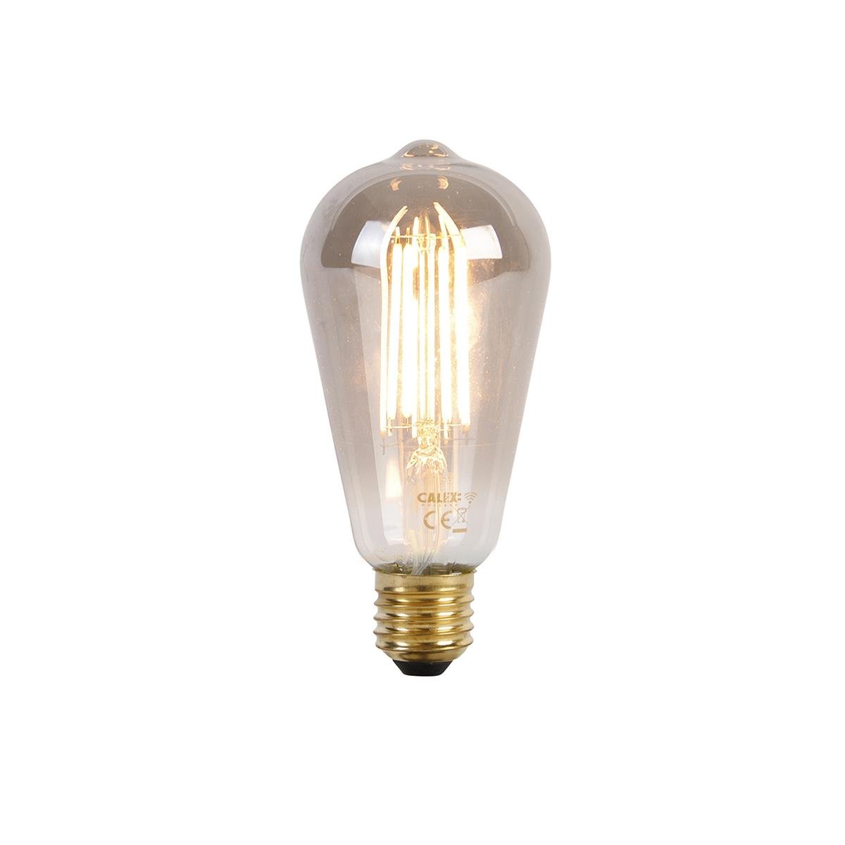 QAZQA Smart hanglamp zwart met smoke glas incl. 3 Wifi ST64 - Dome