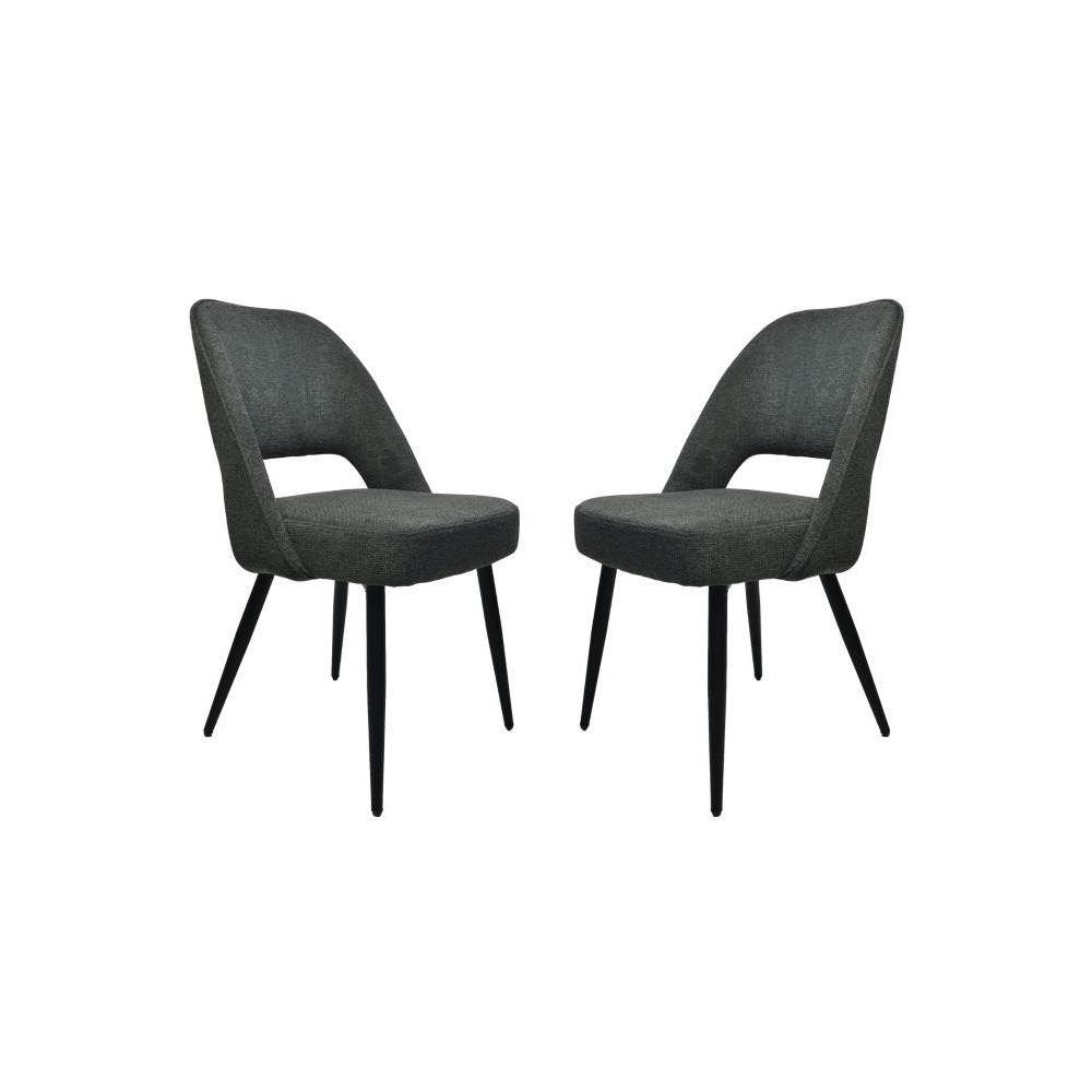 HSM - Eetkamerstoel Jenna - Set van 2 - 62x54x87 - Donker Grijs|zwart