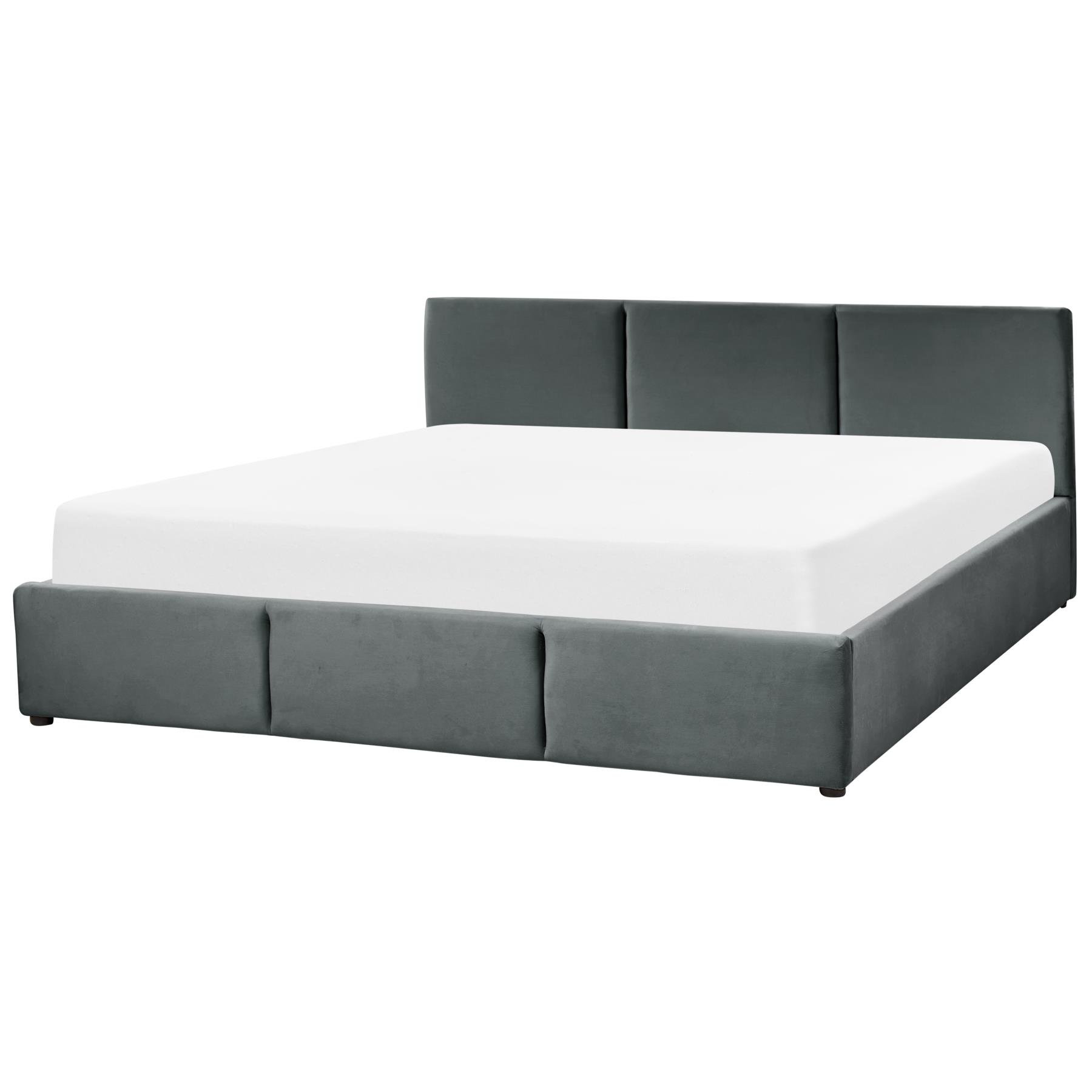 Beliani-BOUSSE-Tweepersoons boxspring-Grijs-180 x 200 cm-Fluweel
