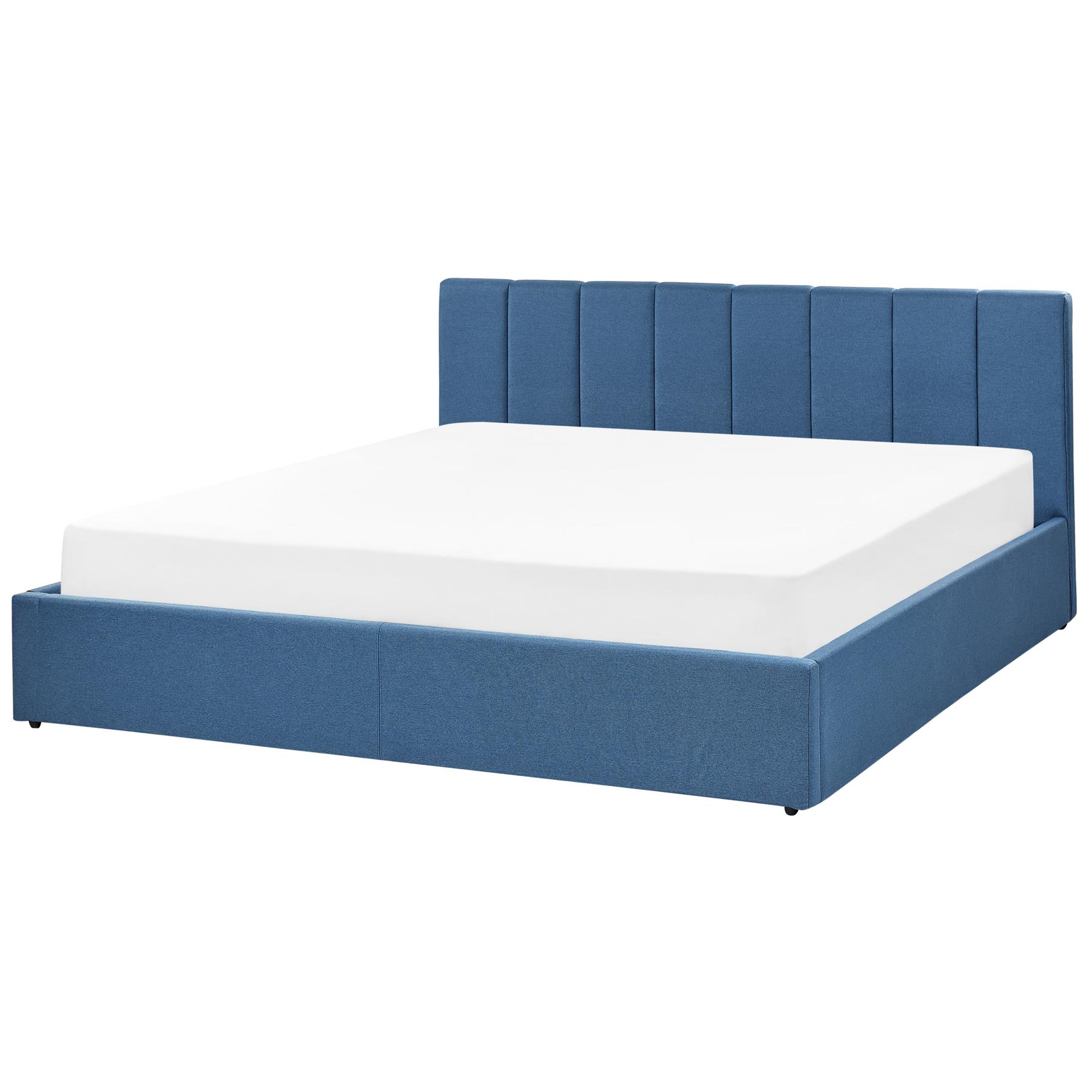 Beliani-DREUX-Bed met opbergruimte-Blauw-180 x 200 cm-Polyester