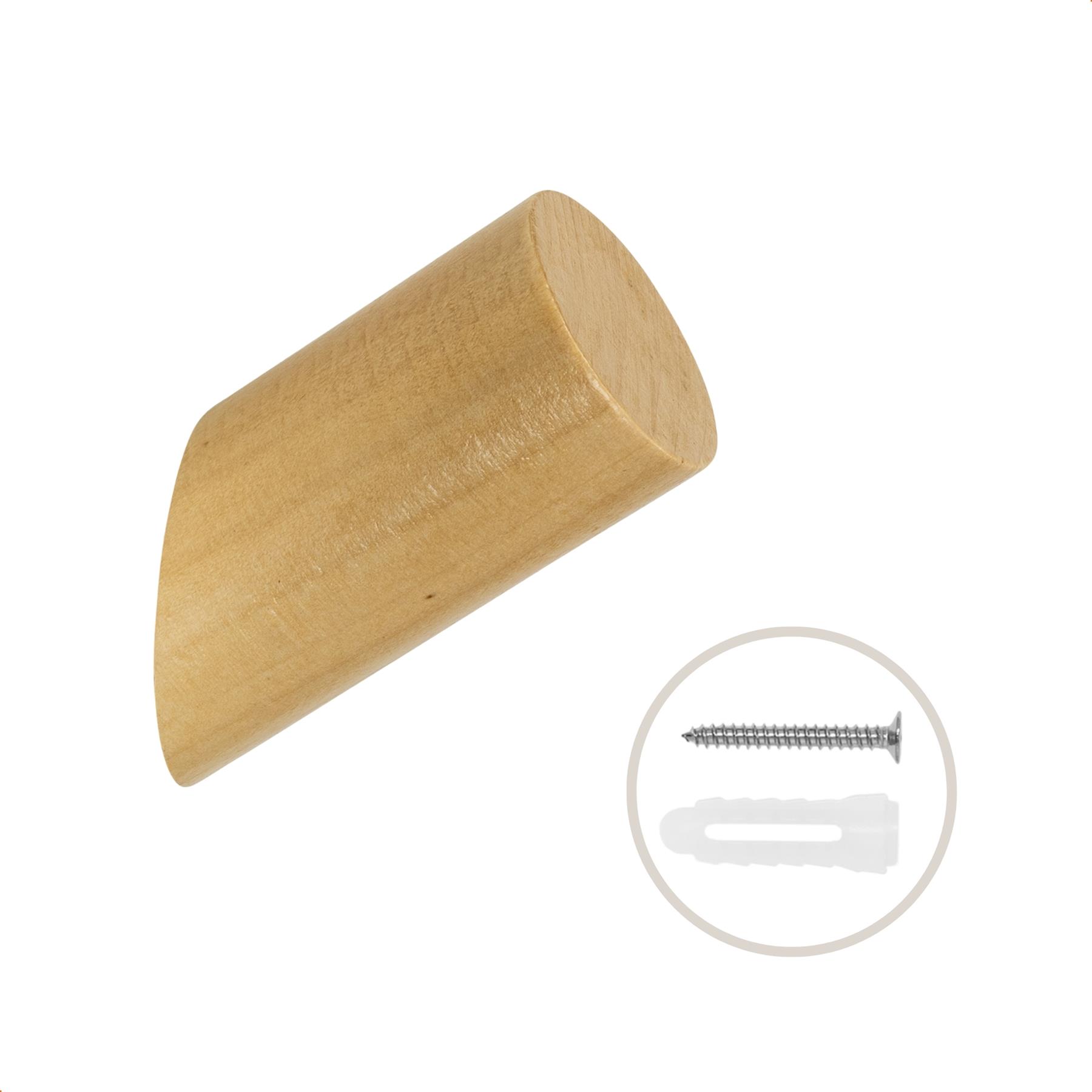 QUVIO Houten wand haakje - Licht bruin - S - Set van 2