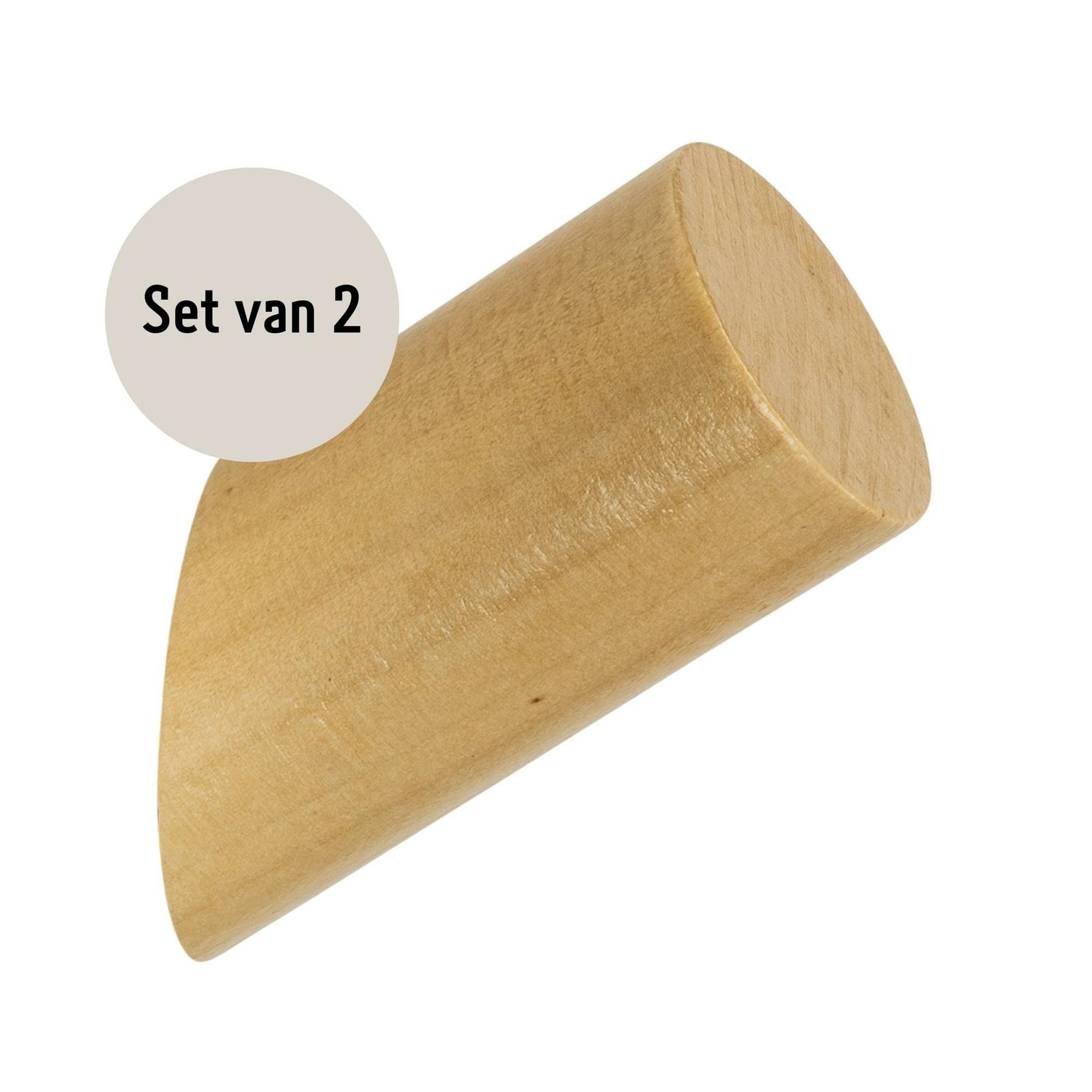 QUVIO Houten wand haakje - Licht bruin - S - Set van 2