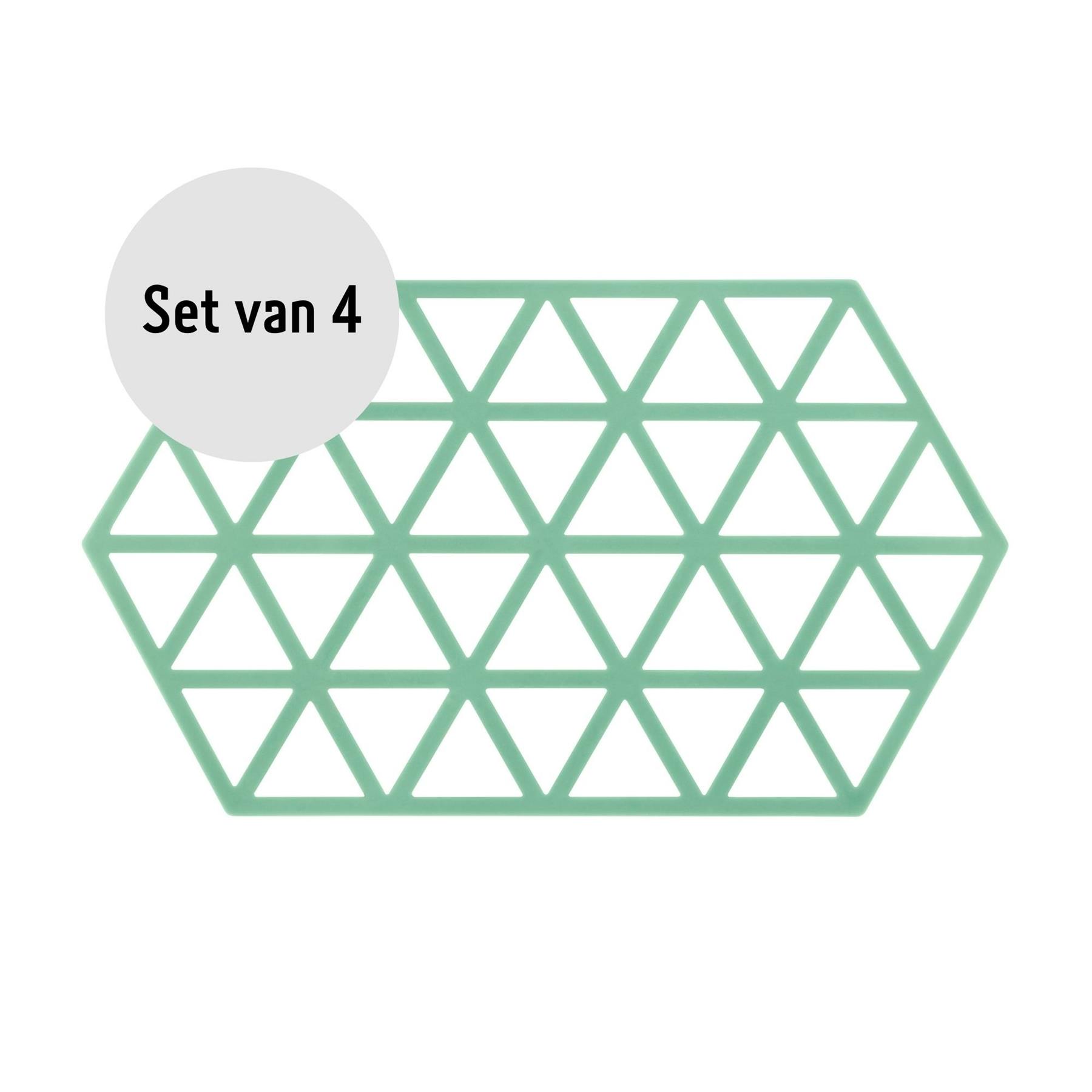 Krumble Siliconen pannenonderzetter Hexagon lang - Groen - Set van 4