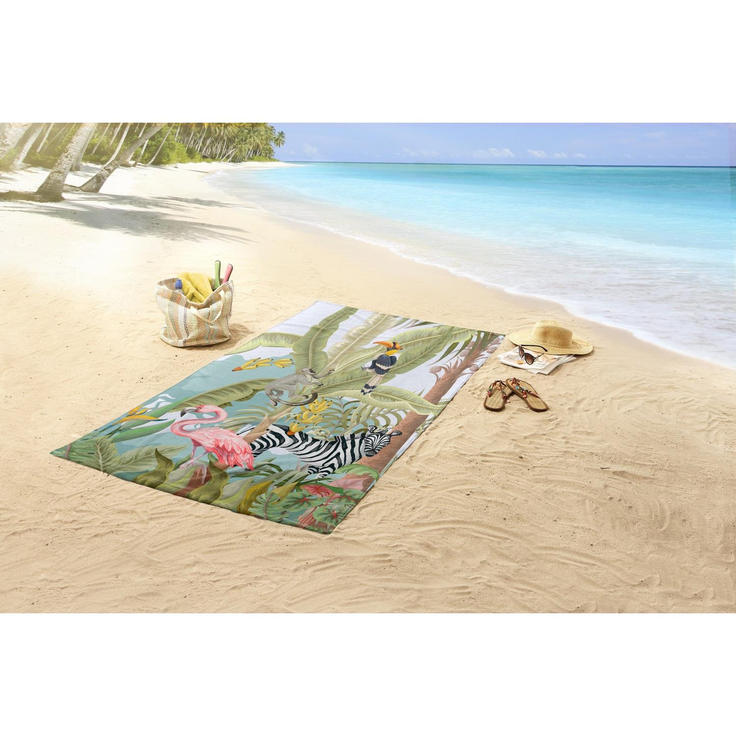 Good Morning Kinder Strandlaken Velours Jungle Party 75x150cm - multi