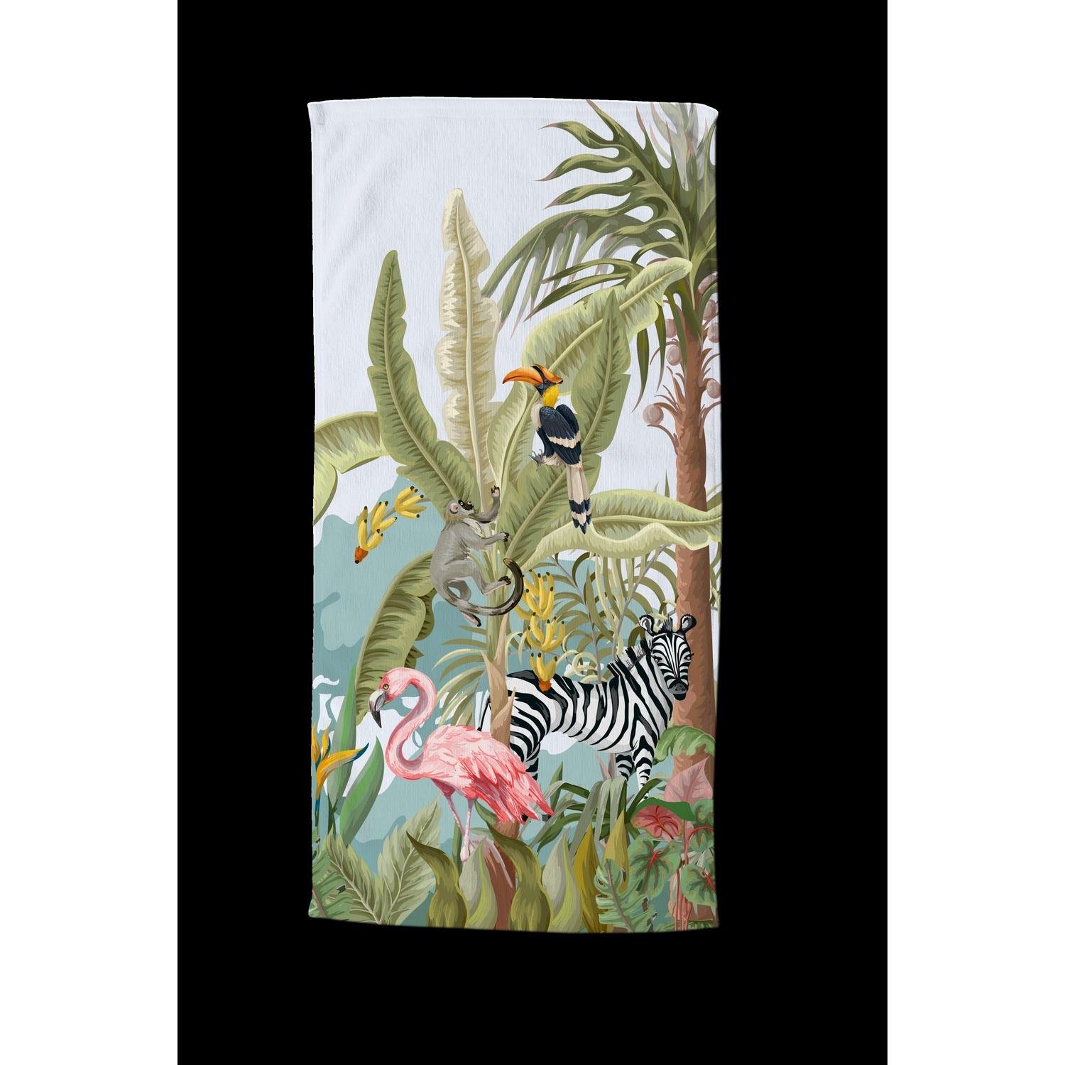 Good Morning Kinder Strandlaken Velours Jungle Party 75x150cm - multi