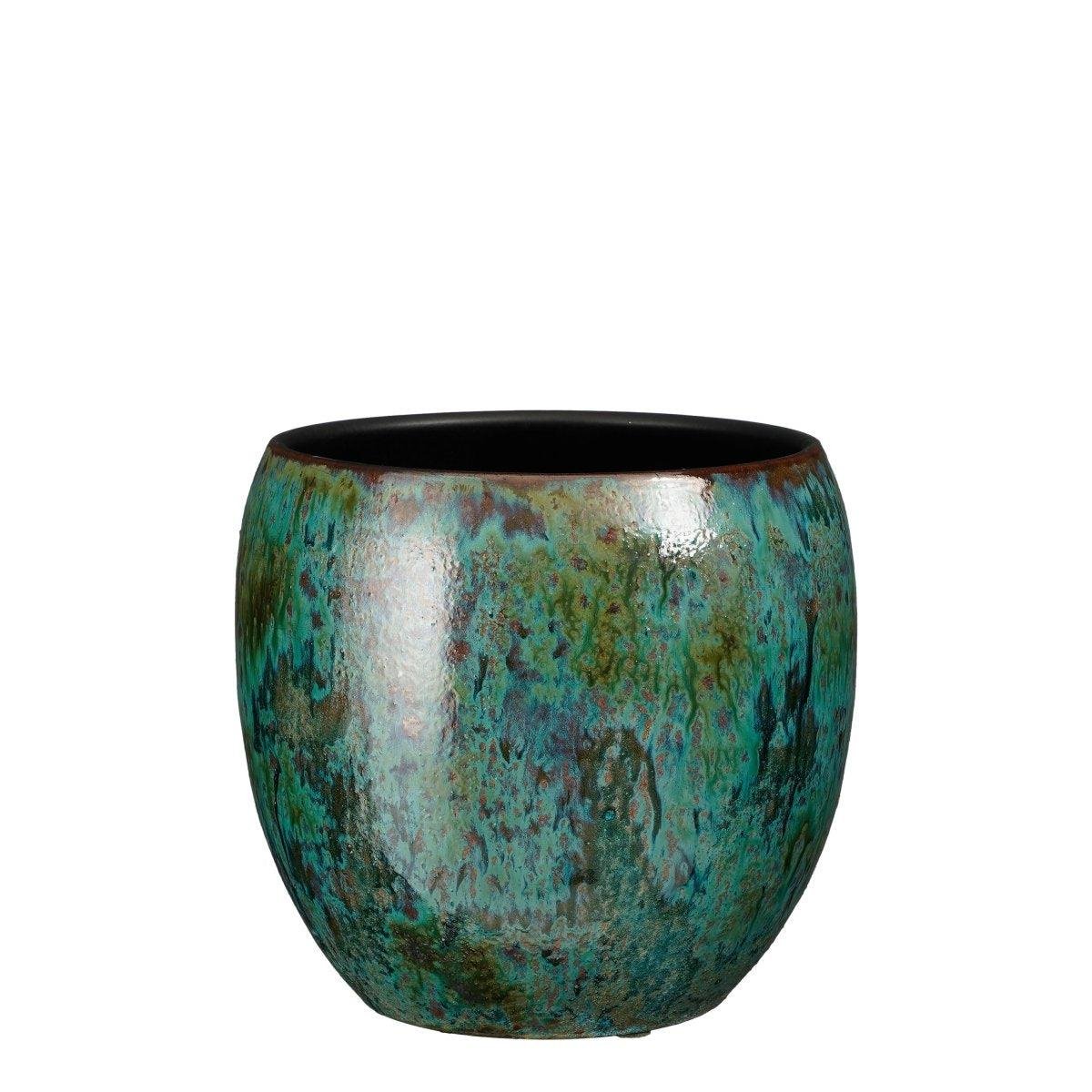 Mica Decorations Loren Bloempot - 24x24x24 cm - Terracotta - Blauw