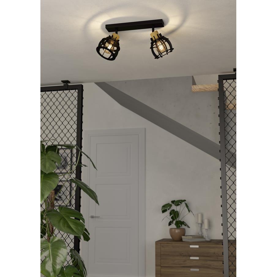 EGLO Stillington 1 Spot - E27 - 42 cm - Zwart|Bruin - Hout|Staal