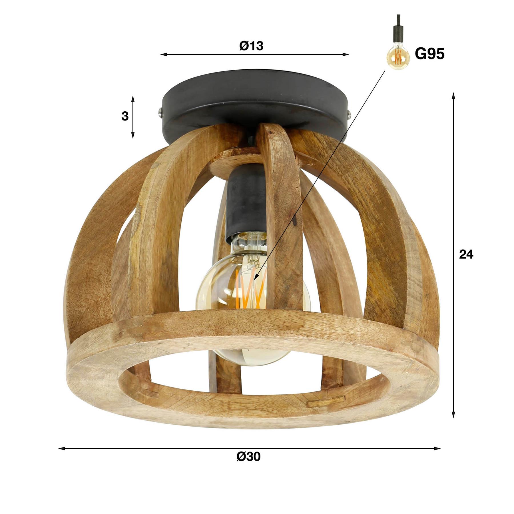 by fonQ  Rico Plafondlamp - Ø 30 cm - Mango Naturel