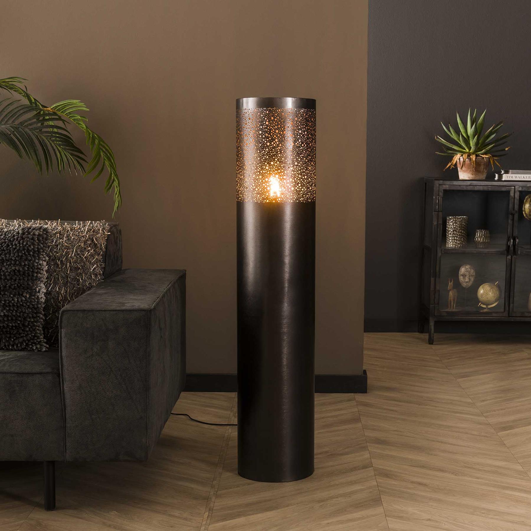 by fonQ  Hero Vloerlamp - 120 x Ø 25 cm - Zwart/Nikkel