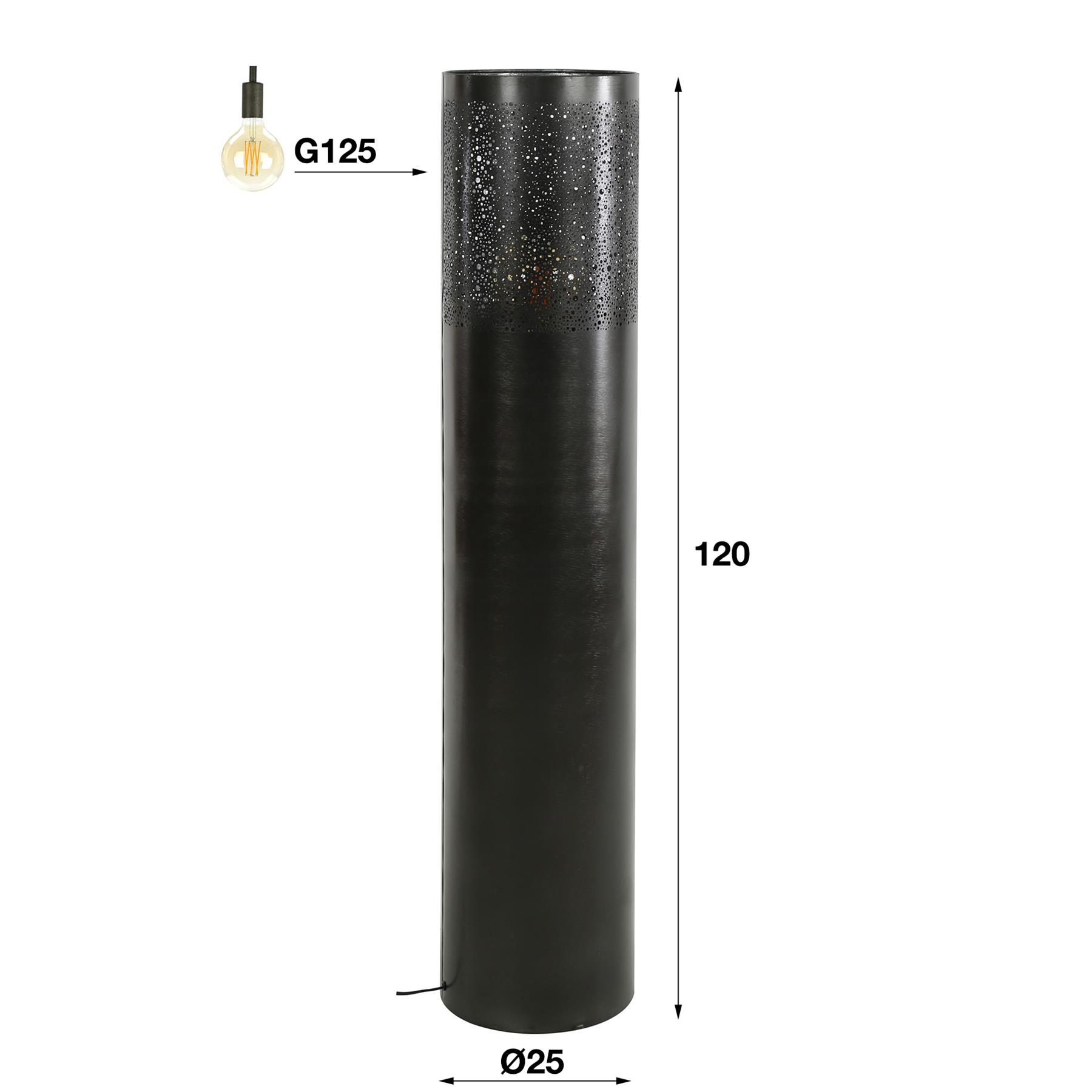 by fonQ  Hero Vloerlamp - 120 x Ø 25 cm - Zwart/Nikkel