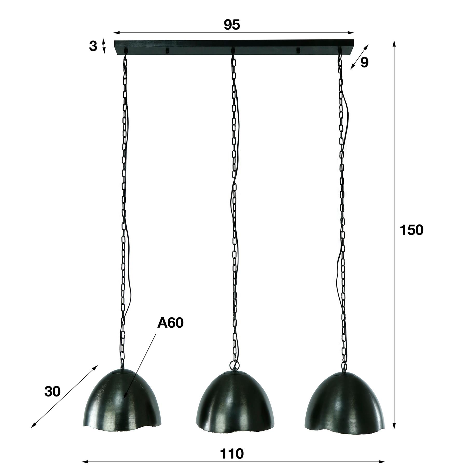 by fonQ  Logan Hanglamp 3-lichts - Zwart/Nikkel