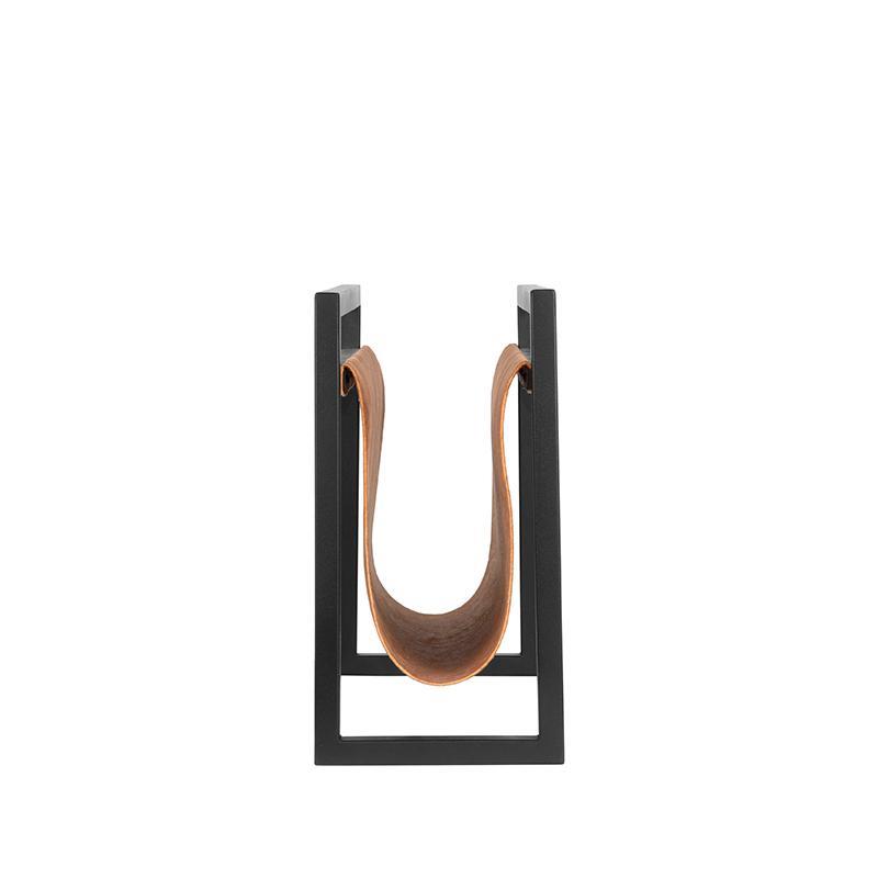 LABEL51 - Magazinehouder - Cognac Leder - Zwart Metaal