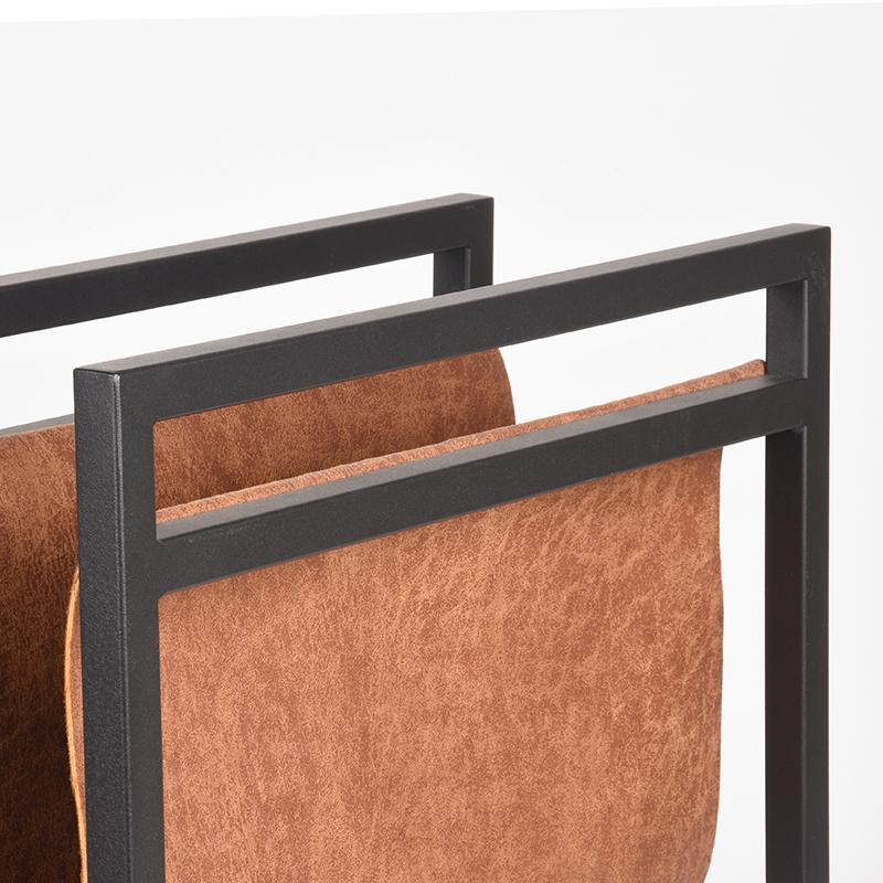 LABEL51 - Magazinehouder - Cognac Leder - Zwart Metaal