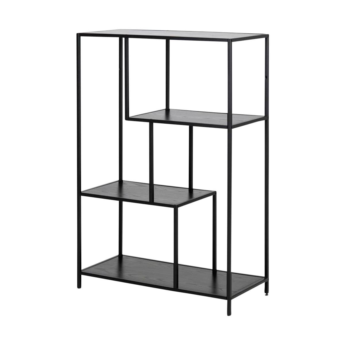 Lisomme Vic Boekenkast van Metaal en Hout - B 77 cm - Zwart