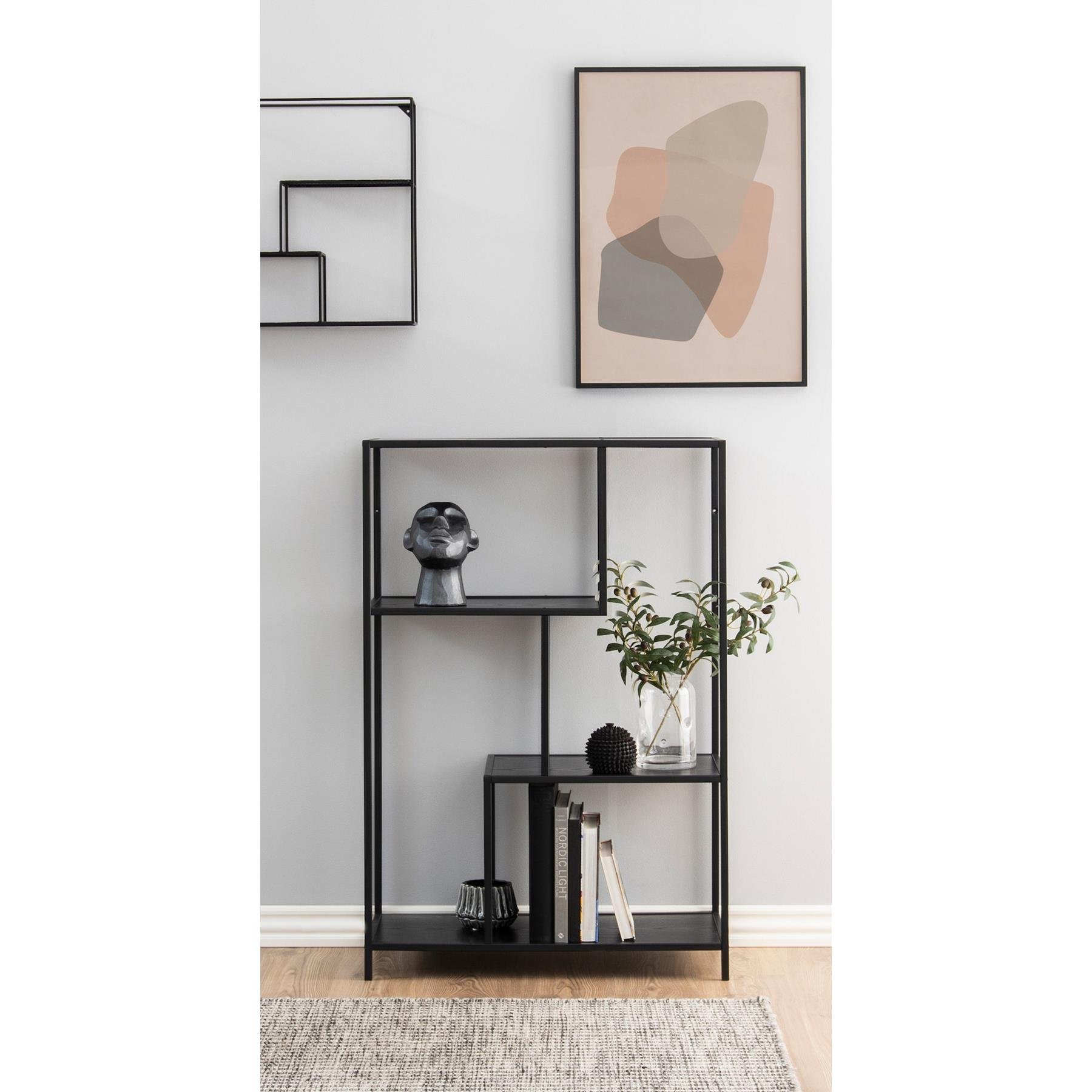 Lisomme Vic Boekenkast van Metaal en Hout - B 77 cm - Zwart