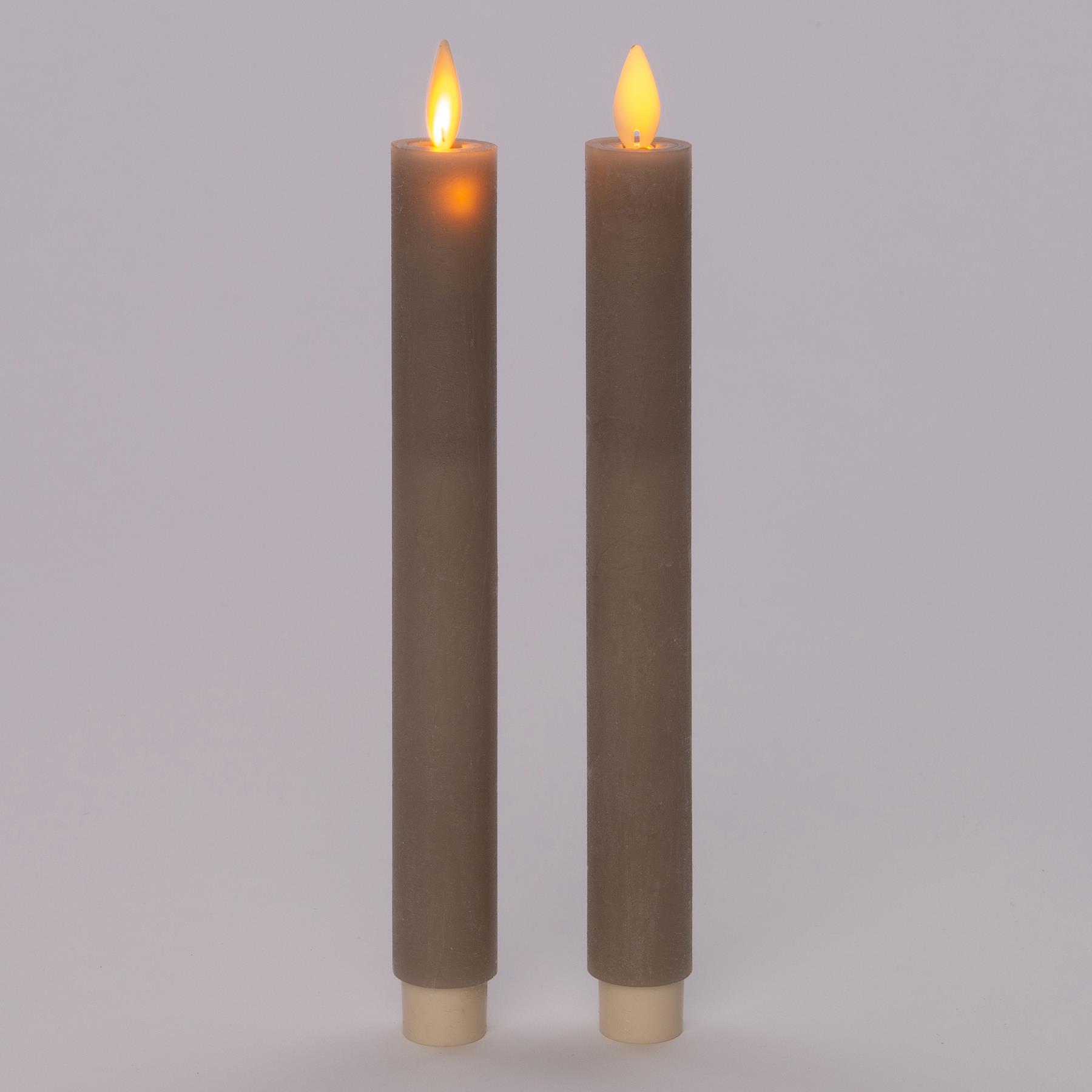 Anna Collection LED dinerkaarsen - 2x st - taupe kleur - 23 cm