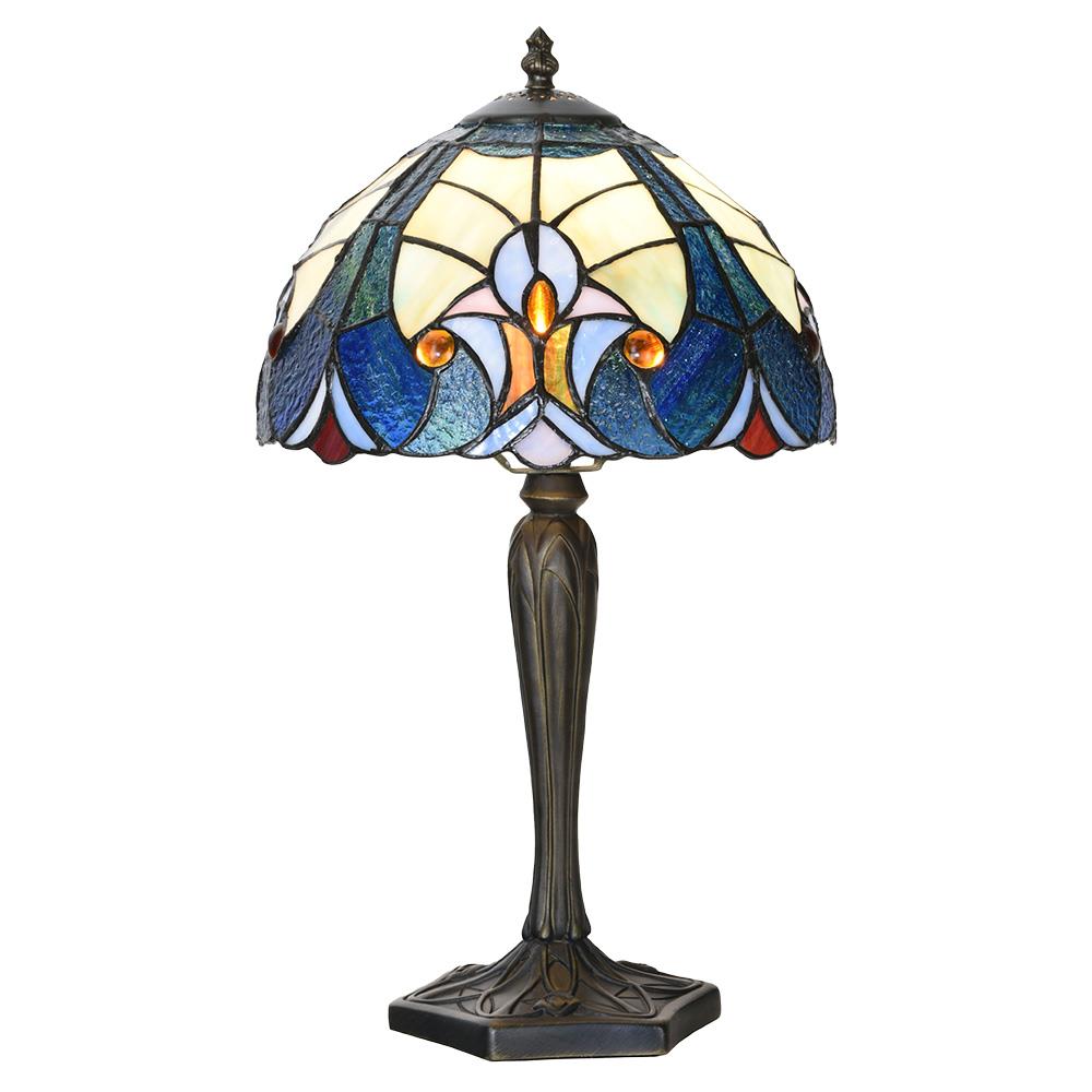 Clayre & Eef Tiffany Tafellamp  Ø 25x40 cm Blauw Glas Tiffany