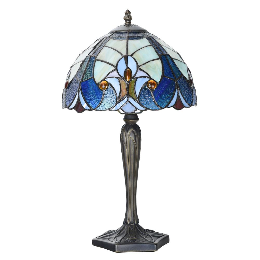 Clayre & Eef Tiffany Tafellamp  Ø 25x40 cm Blauw Glas Tiffany