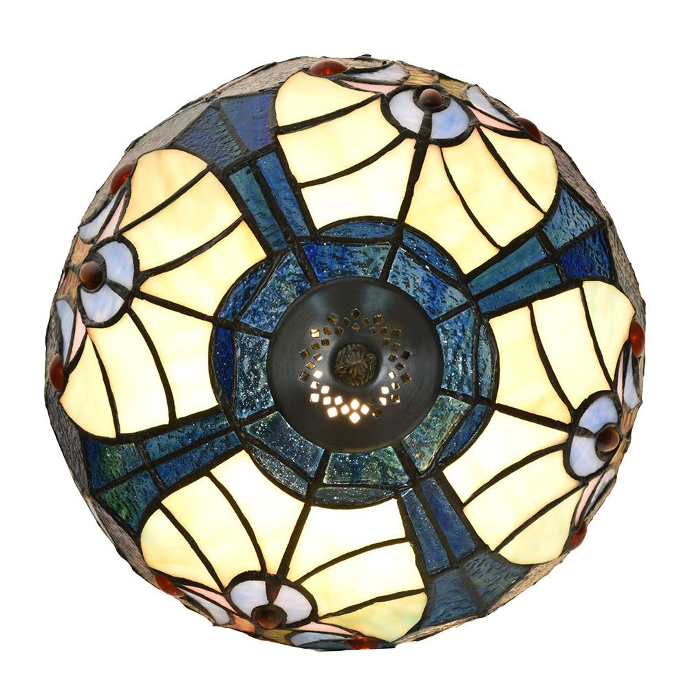 Clayre & Eef Tiffany Tafellamp  Ø 25x40 cm Blauw Glas Tiffany