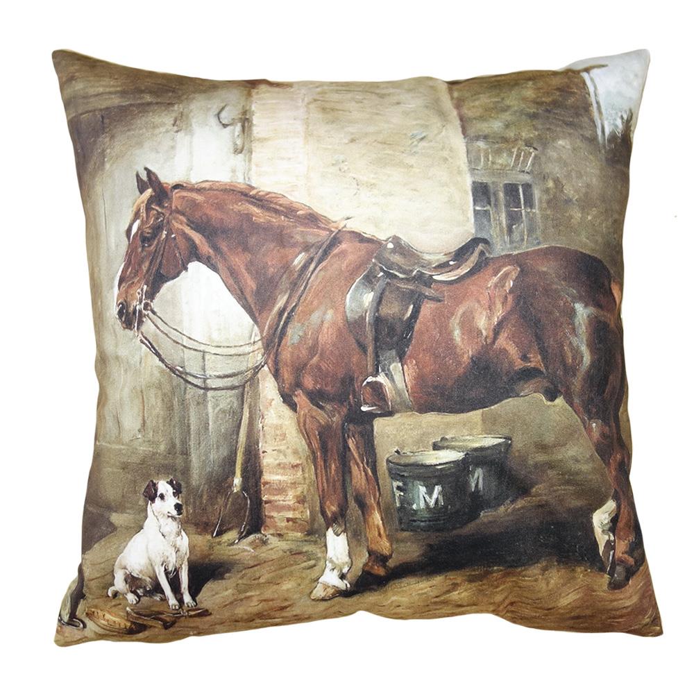 Clayre & Eef Kussenhoes  45x45 cm Bruin Polyester Paard Sierkussenhoes