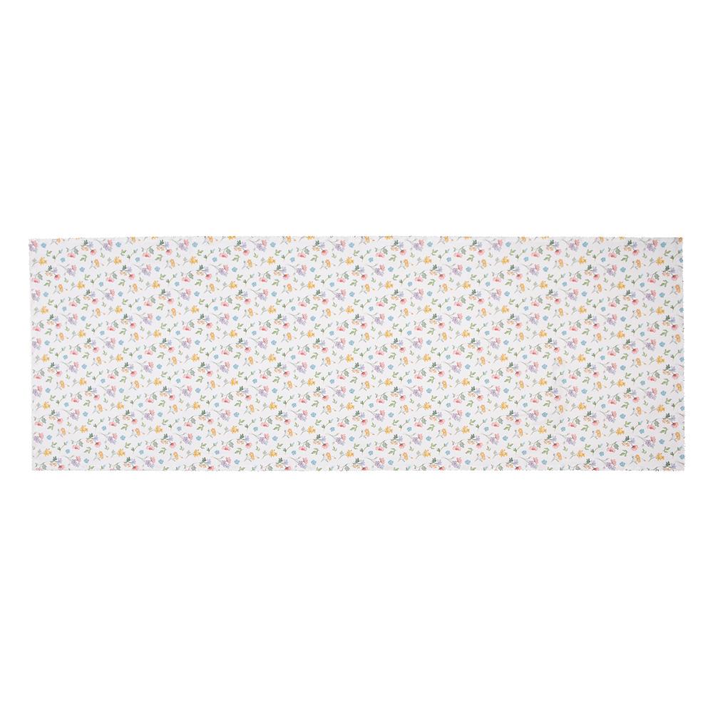 Clayre & Eef Tafelloper  50x140 cm Wit Katoen Bloemen