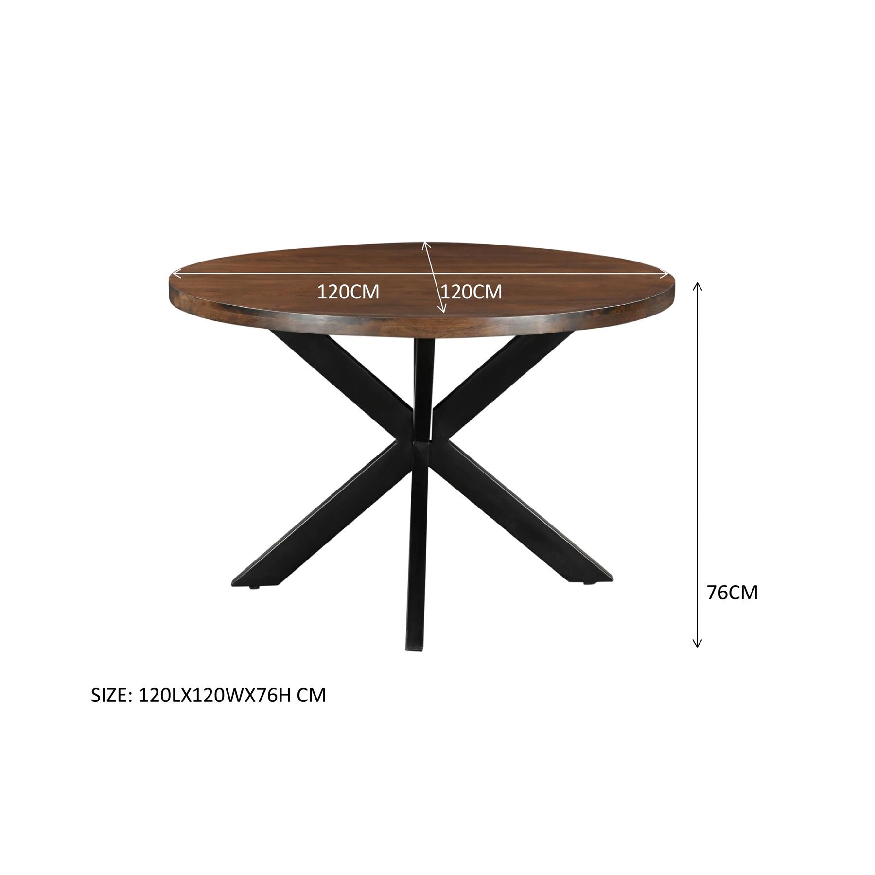 Livingfurn - Eetkamertafel Jesper Round Brown 120cm - Mangohout
