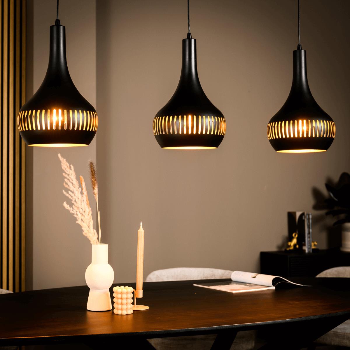 Vurna - Janelle hanglamp 3L 125 cm kegel zwart