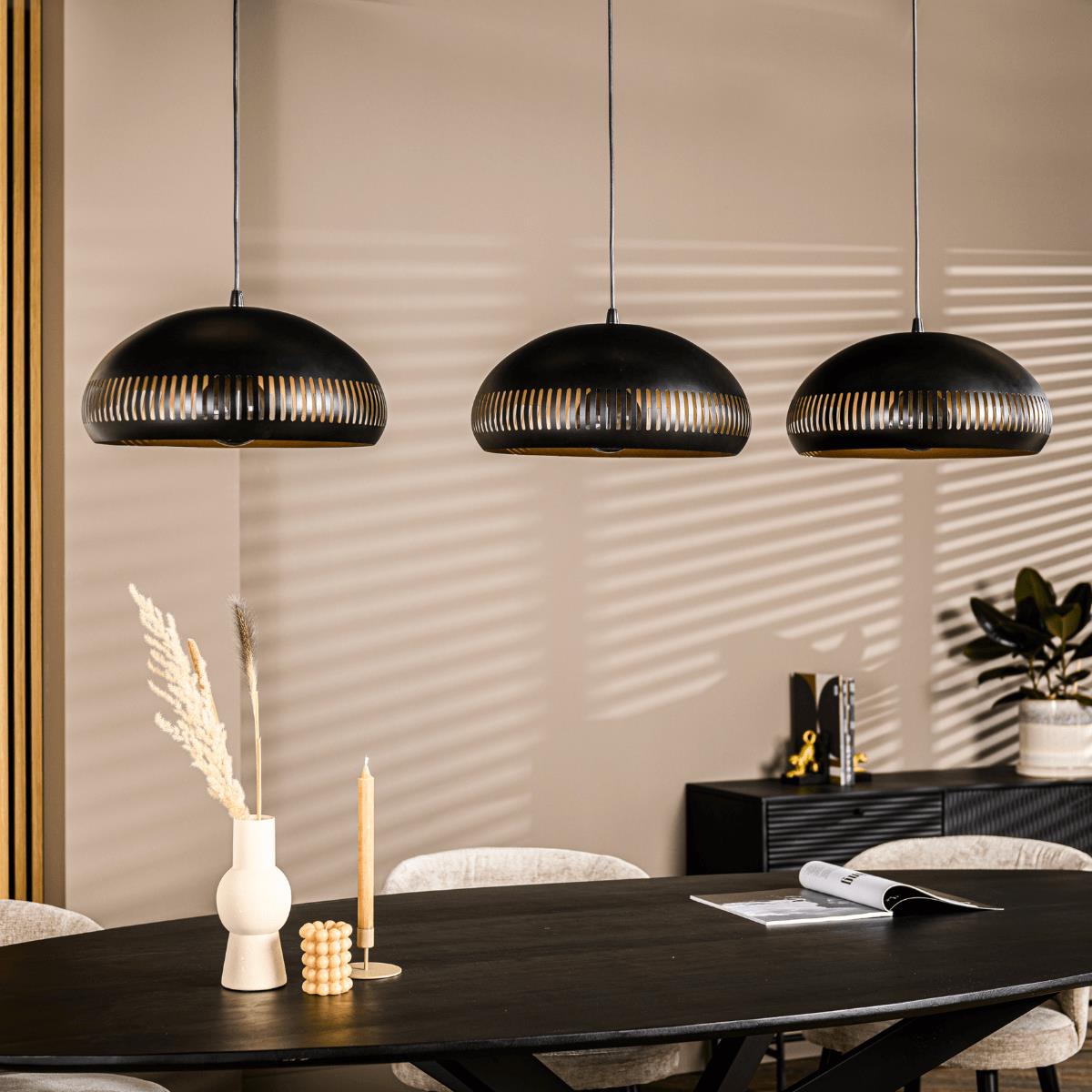 Vurna - Janelle hanglamp 3L 150 cm breed zwart