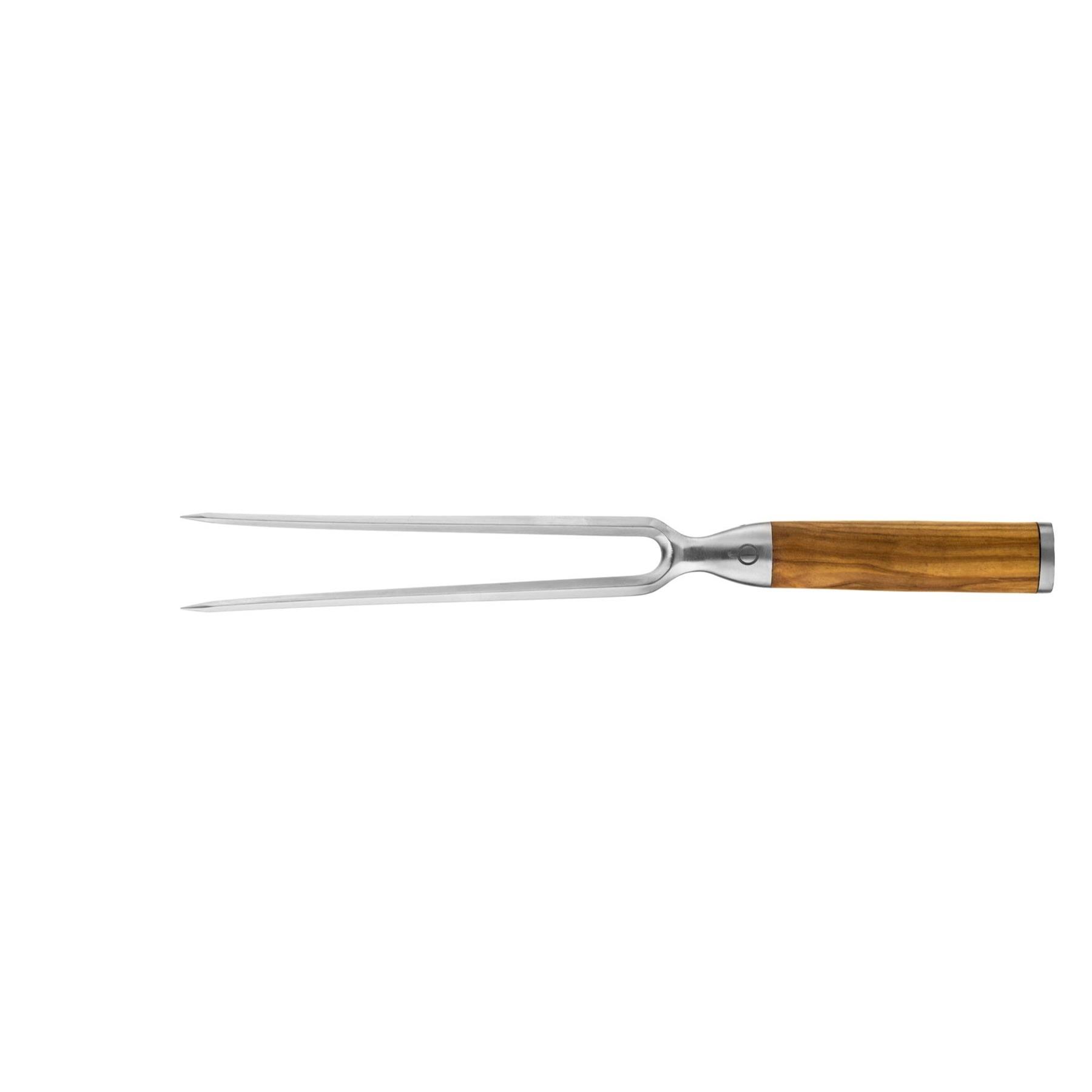 Forged Olive Vleesvork 20cm - Olijfhout - In Houten Gifbox