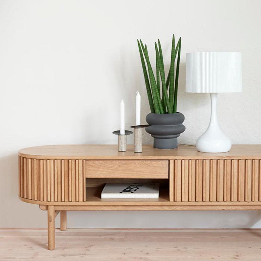 Olivine Kjeld Houten TV meubel met Schuifdeuren - B 160 cm - Naturel