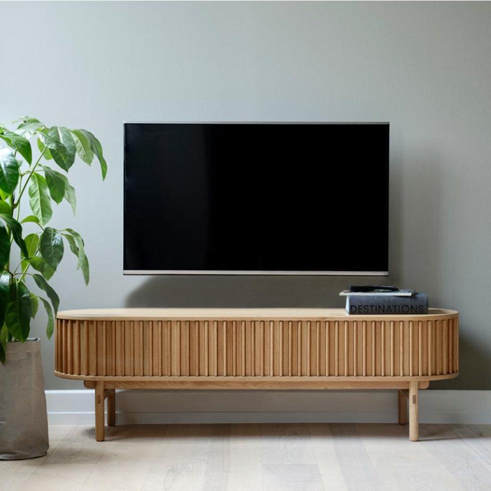 Olivine Kjeld Houten TV meubel met Schuifdeuren - B 160 cm - Naturel