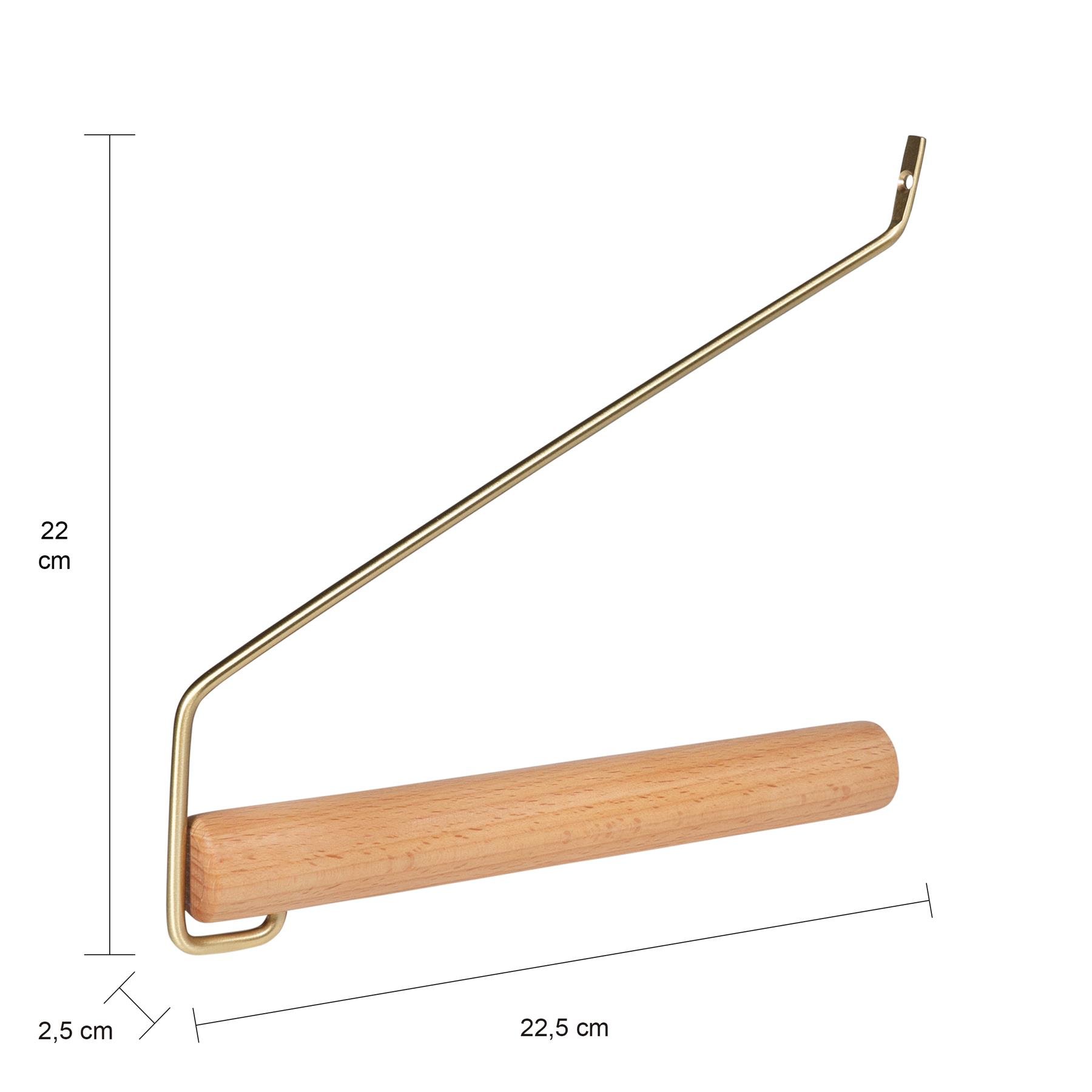 QUVIO Wandhaak met hout en metaal - Goud + lichthout