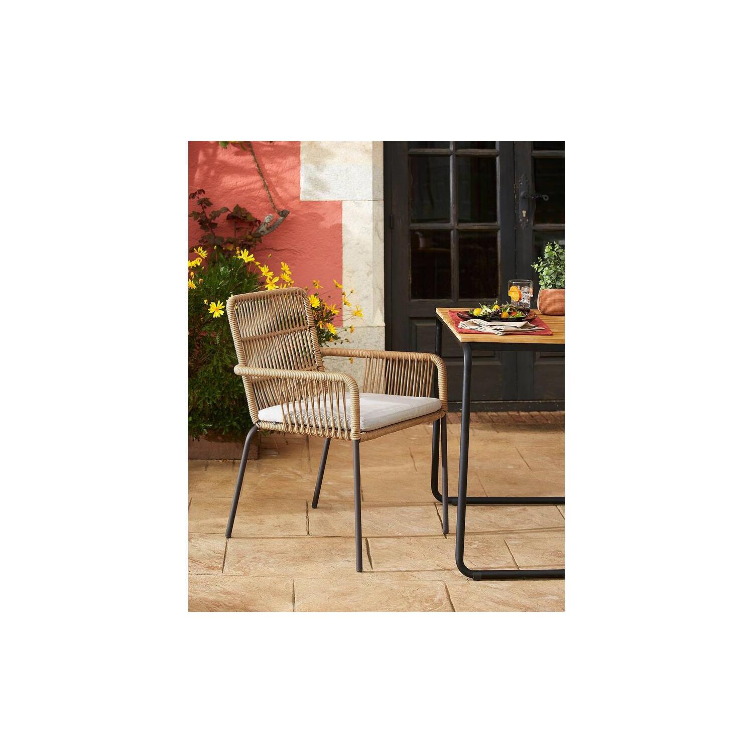 Kave Home - Samanta stoel in beige touw en gegalvaniseerde stalen