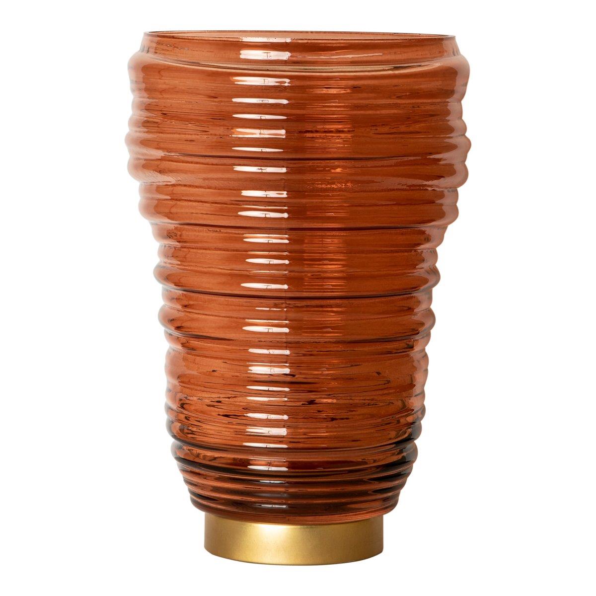 PTMD Lane Windlicht - 20x20x27 cm - Glas - Bruin