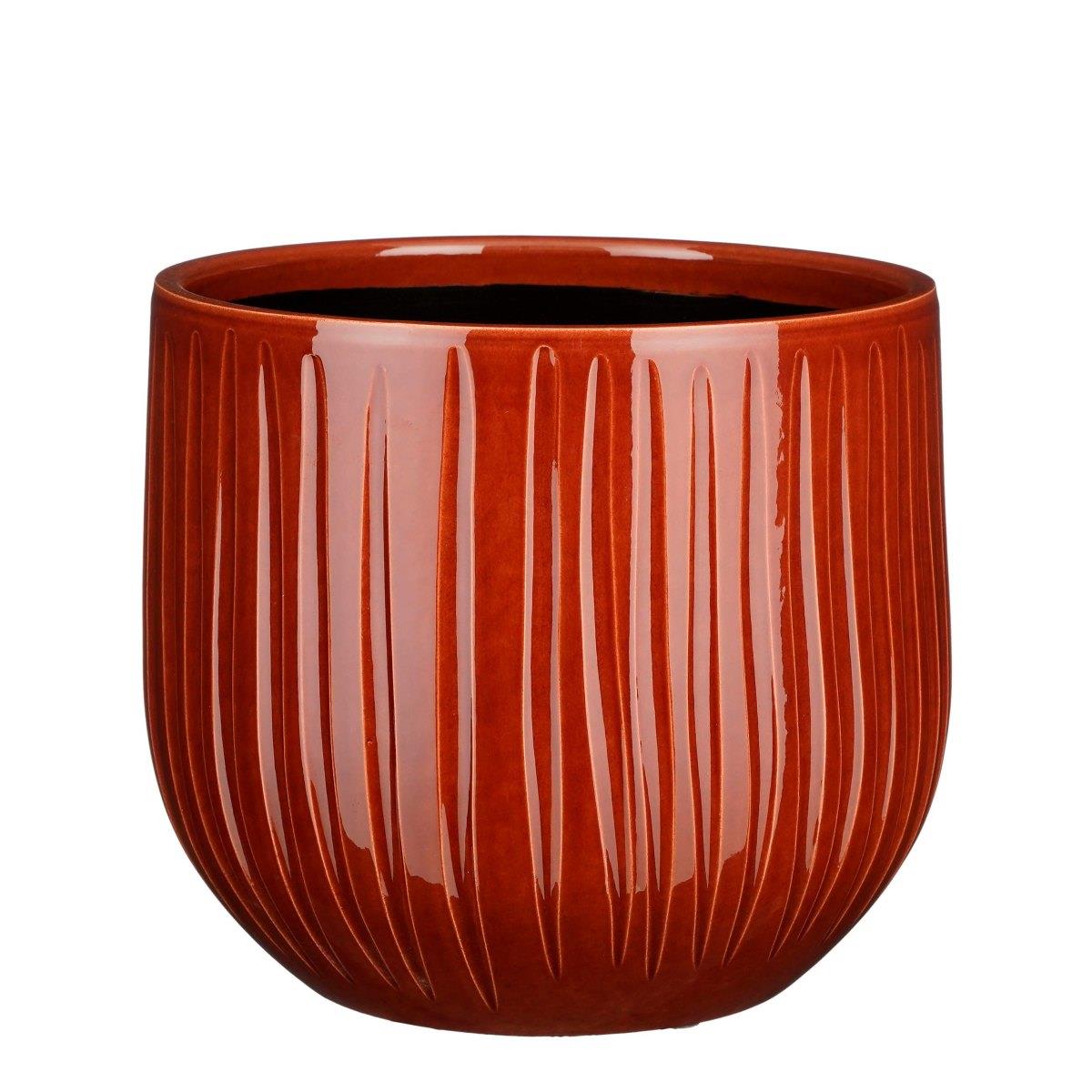 Mica Decorations Pablo Bloempot - 25x25x20 cm - Keramiek - Donkerrood
