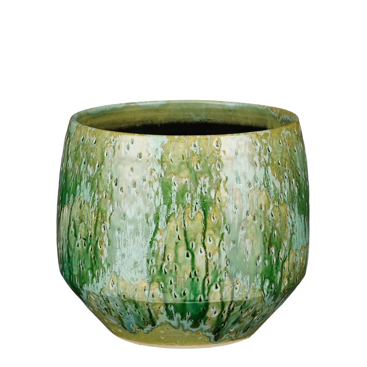 Mica Decorations Harris Bloempot - 25x25x22 cm - Keramiek - Groen