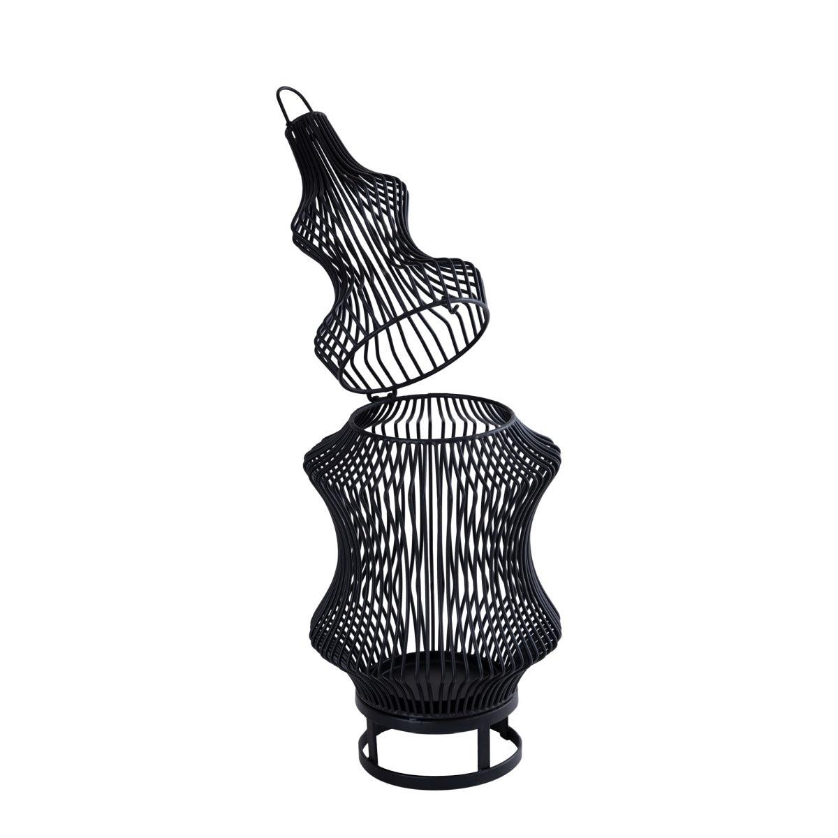 PTMD Tobin Lantaarn - 23x23x60 cm - Ijzer - Zwart