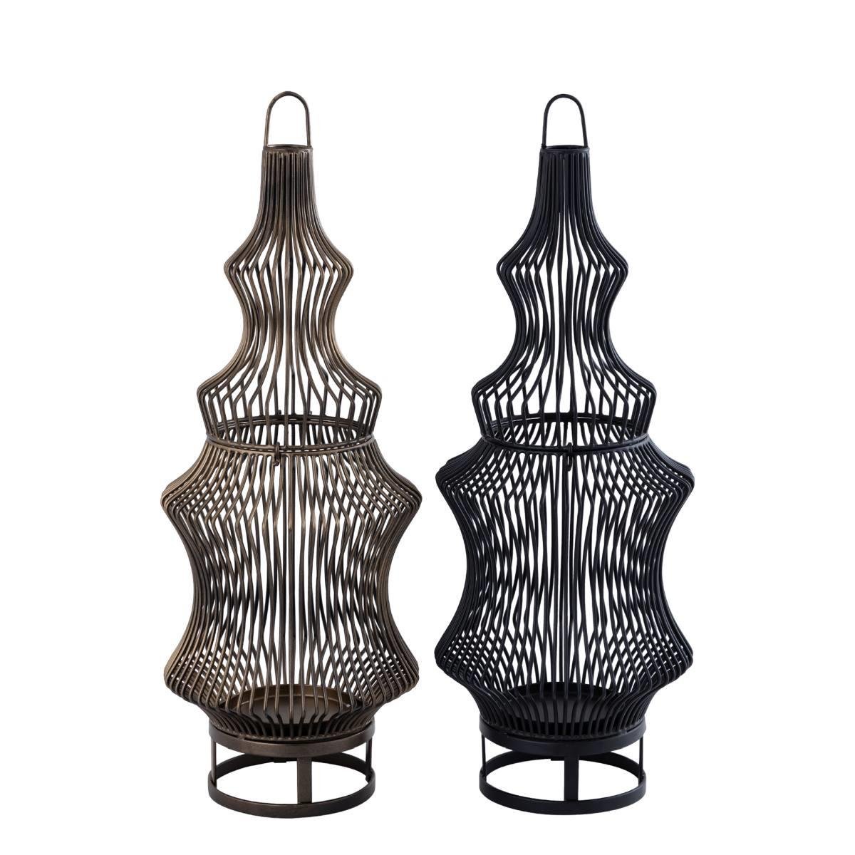 PTMD Tobin Lantaarn - 23x23x60 cm - Ijzer - Zwart