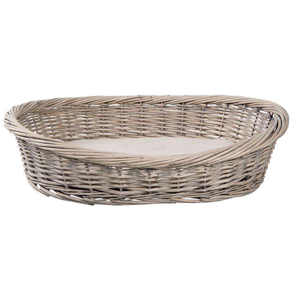 Clayre & Eef Hondenmand  74x57x19 cm Grijs Rotan Ovaal Hondenbed