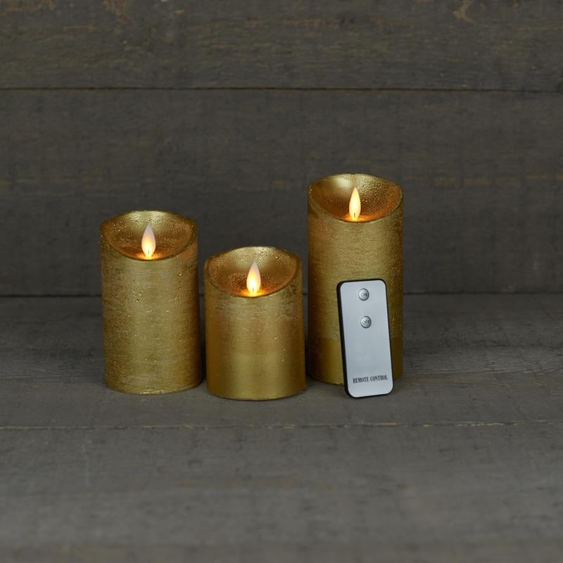 Anna's Collection Stompkaarsen - 3x - goud - LED kaarsen