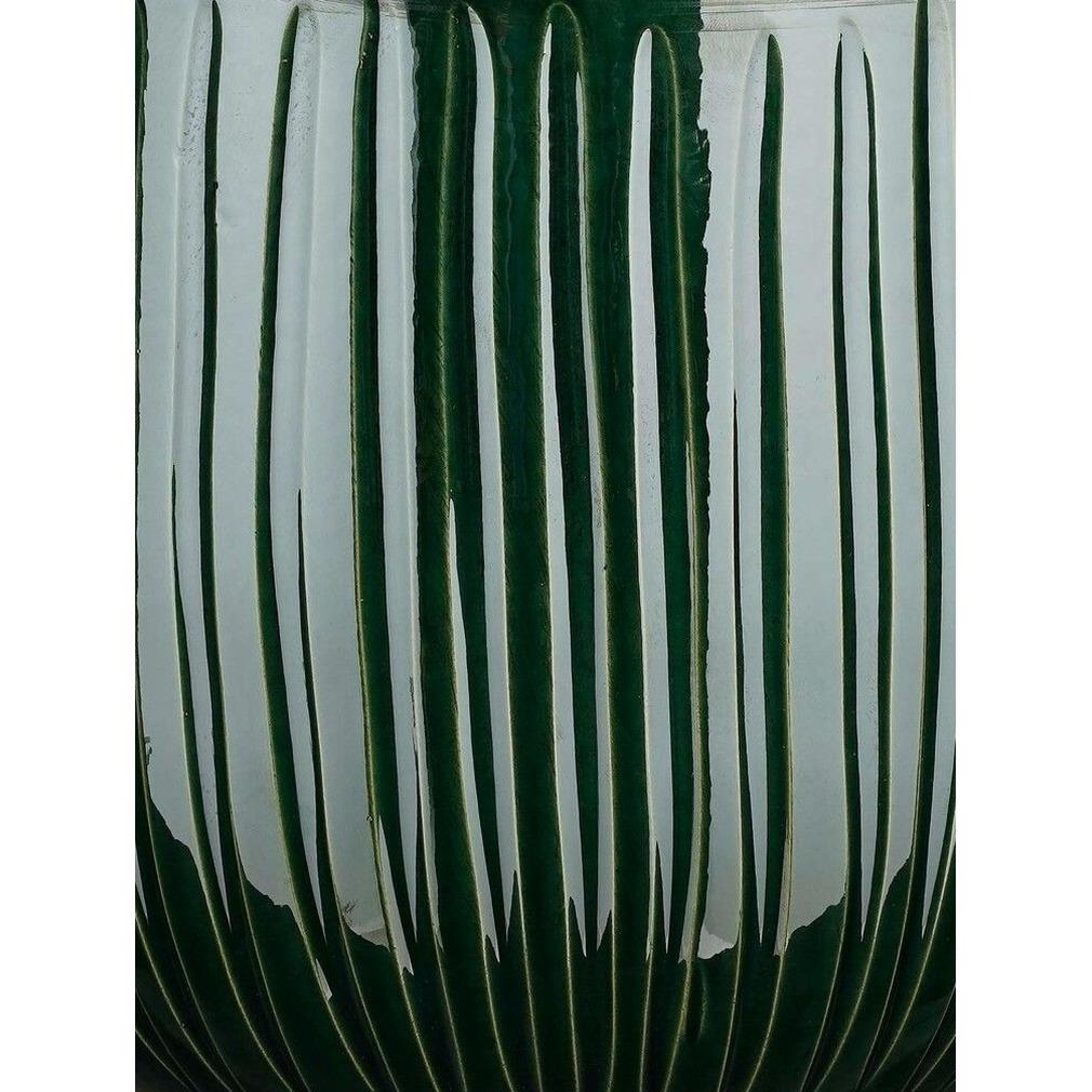 Mica Decorations Plantenpot - donkergroen - glans ribbel -29x25cm